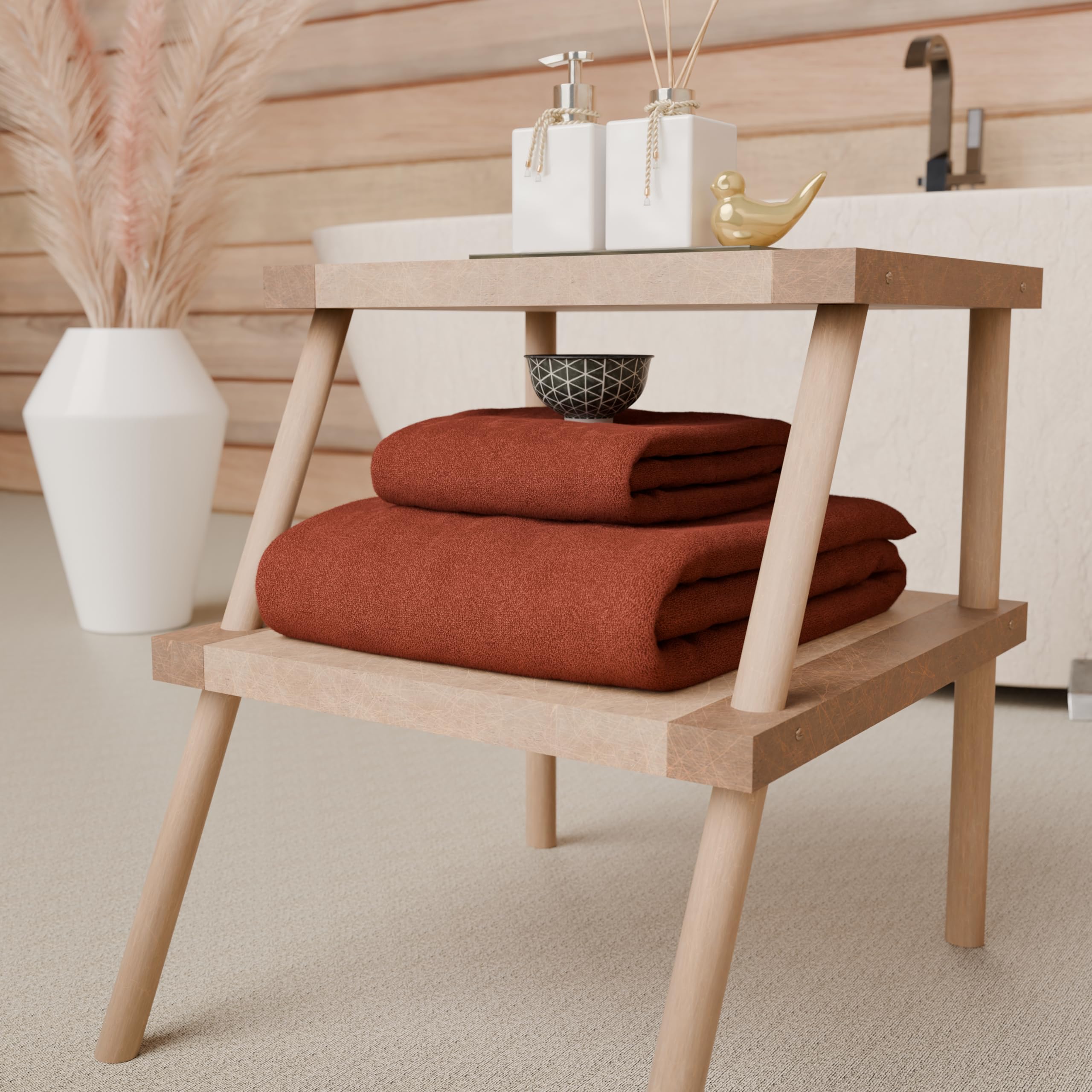 PETTI Artigiani Italiani - 100% Cotton Terry Bath Towels, 2+2 Towel Set, 4 Pieces 2 Face Towels and 2 Hand Towels, Terra Cotta Towels - Image 2