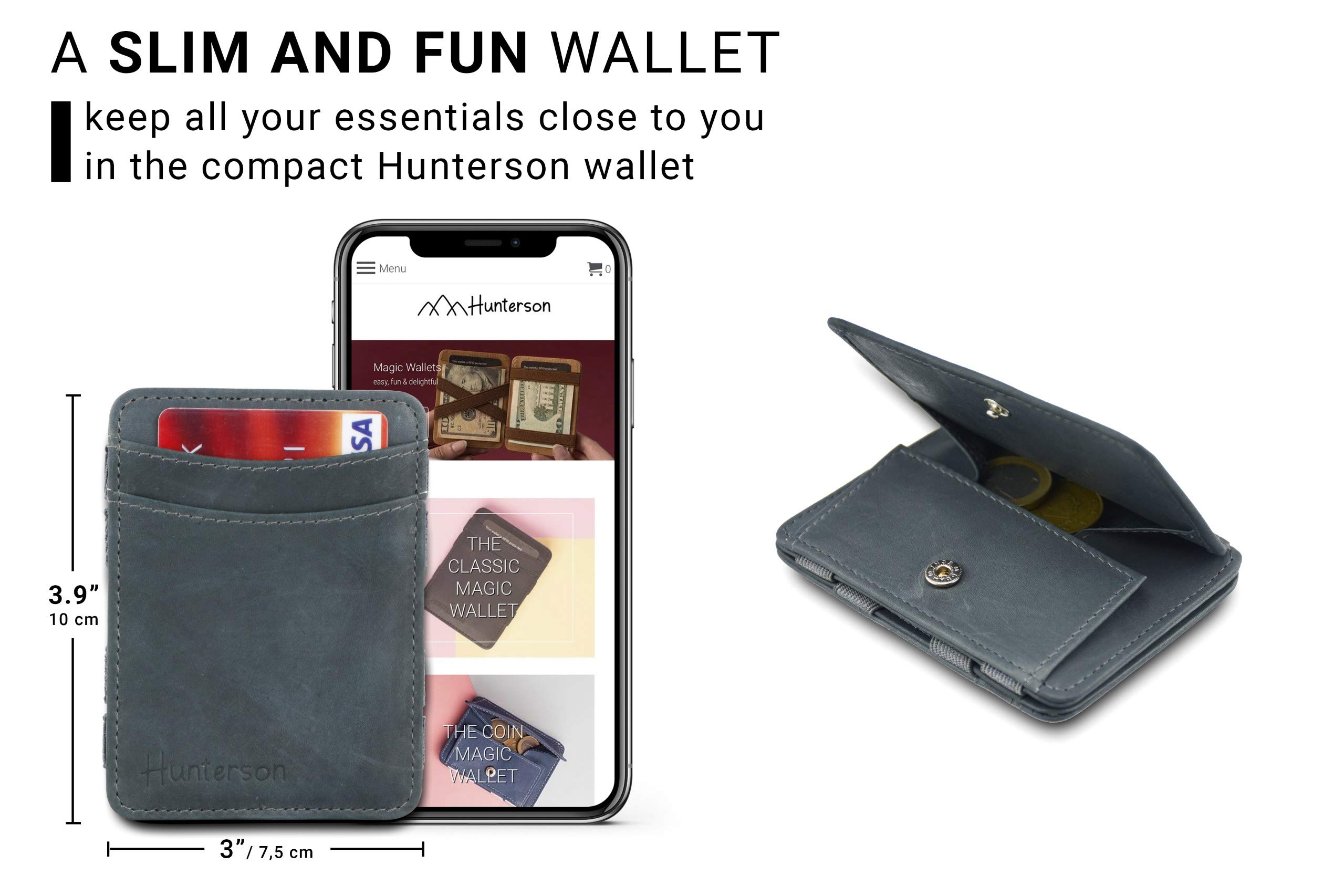 Hunterson, Billetera Magic Coin RFID Gris Unisex-Adult, Grey, One Size