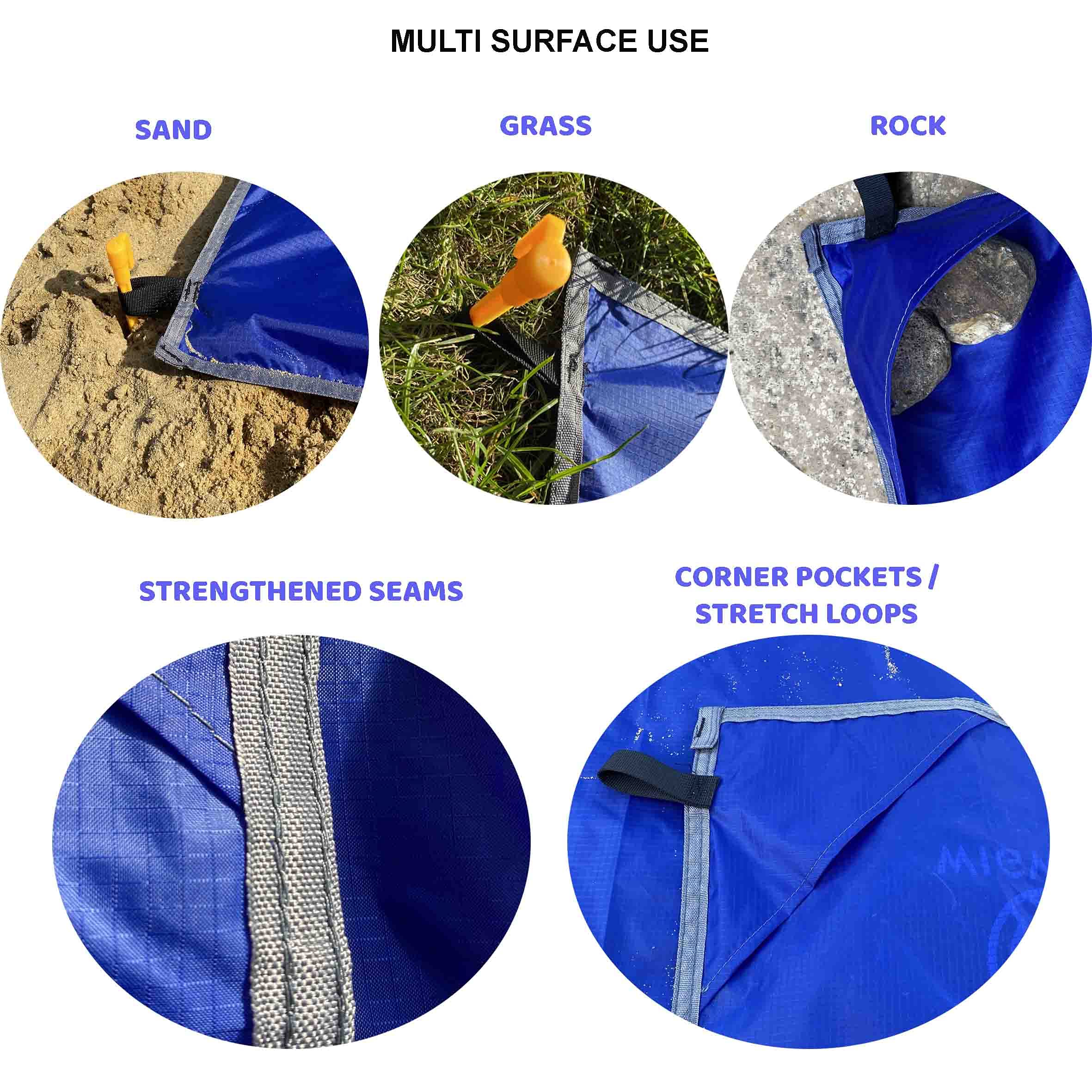 SUP Tappetino da atterraggio per tavole da paddle 360 x 145 cm blu oceano nylon 210T
