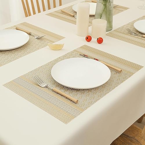 Miniatura 263 de Leetaltree - Manteles individuales, resistentes al calor, antideslizantes, para mesa de comedor, lavables, duraderos, tejido de PVC