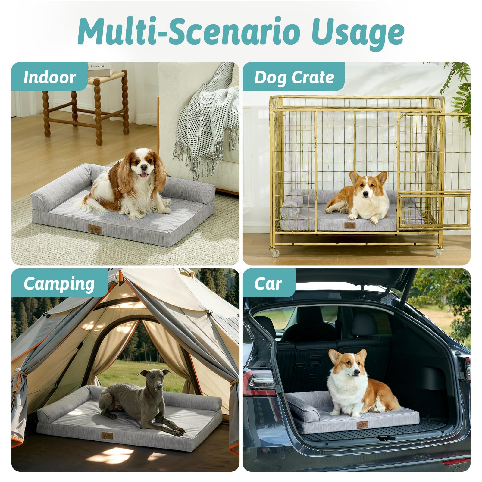 COZY KISS Kühlendes Hundebett Mittelgroße Hunde, Q-MAX>0.4 Orthopädisches Hundekorb mit Seiten, Hundesofa mit Abziehbarer Bezug & wasserdichte Innenlage, Weichhe Hundebetten, Grau, XL(107x76x18 cm)