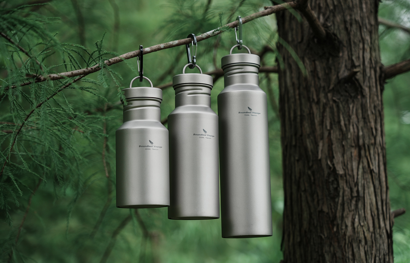 チタン水筒 クッキングセットBoundless Voyage Ti15158B Boundless Voyage 広口チタンボトル 蓋付き 漏れ防止 キャンプ