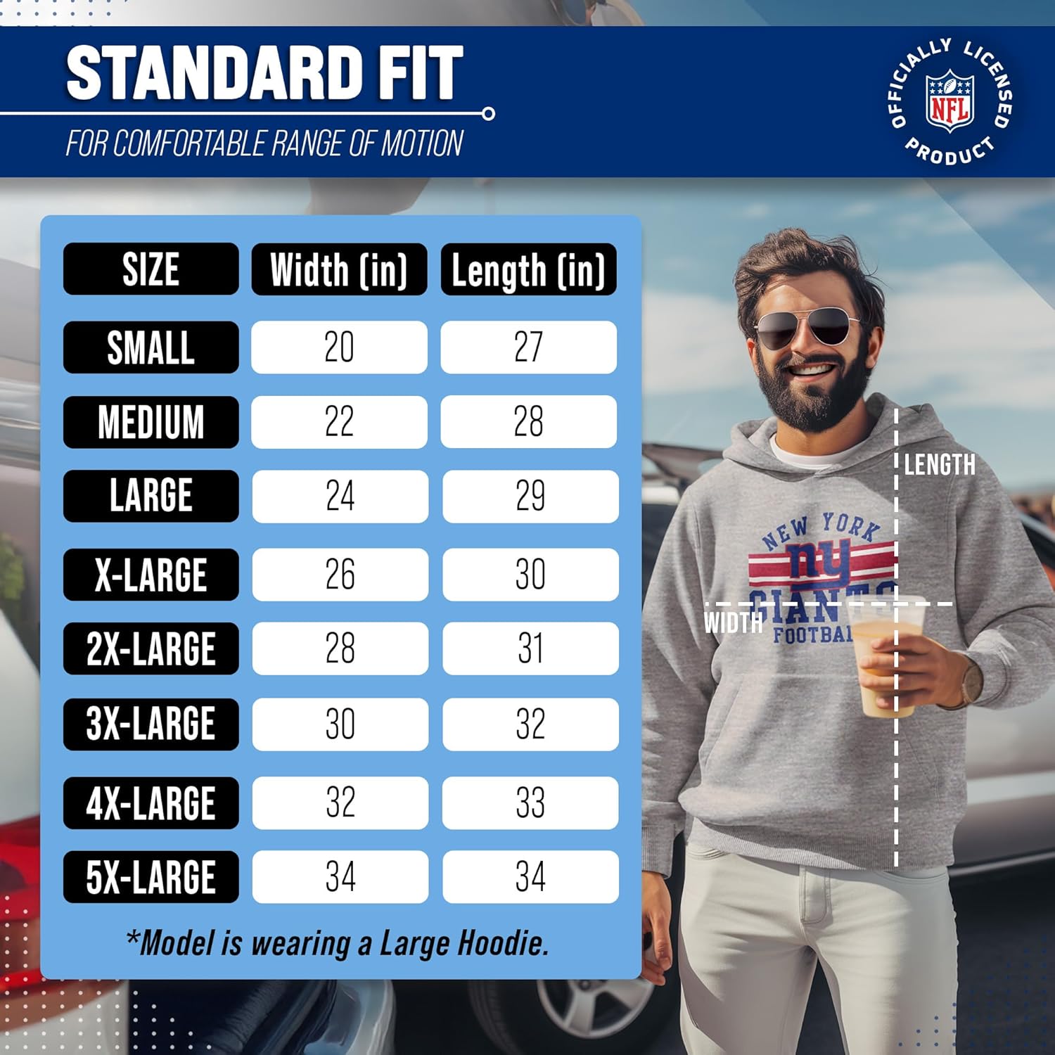 Team Fan Apparel NFL Team Stripe Hooded Sweatshirt- Soft Pullover Sports Hoodie For Men & Women - Made Of Cotton & Polyester