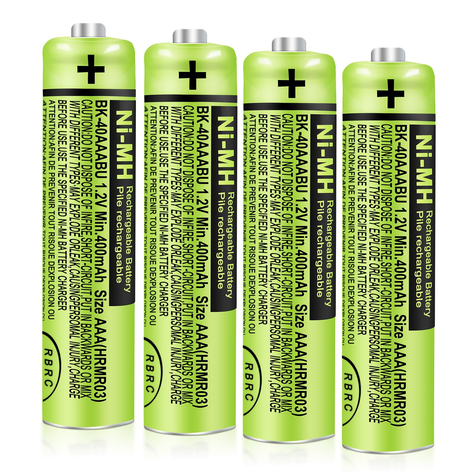 CUCESH 4Pack BK-40AAABU AAA Rechargeable Battery 400mAh 1.2V for Panasonic Cordless Phone Ni-MH AAA Batteries for Remote Controls, Electronics