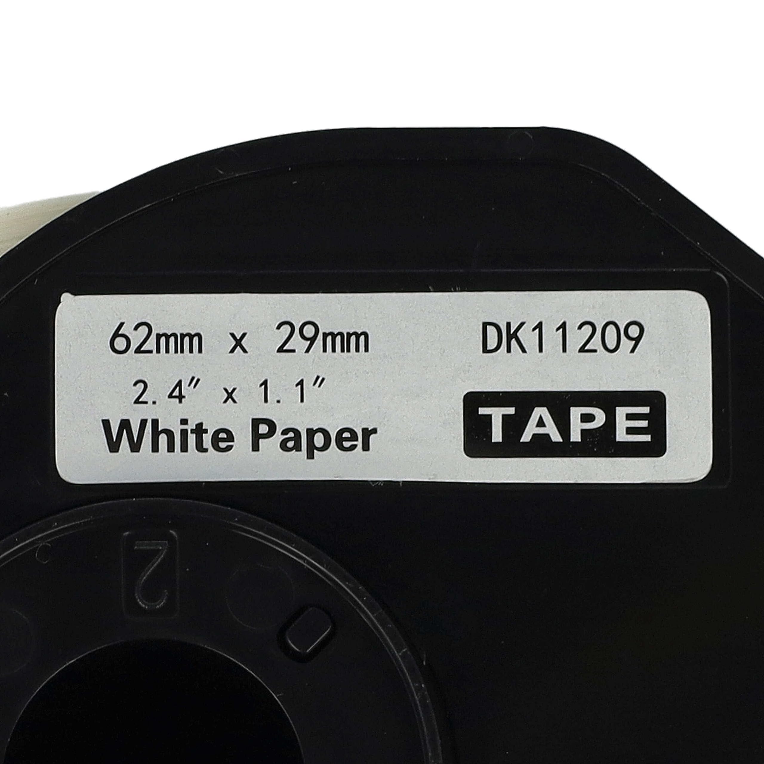 vhbw 10 x rolka etykiet z uchwytem 62 mm x 29 mm (800 etykiet) zamiennik do drukarki etykiet Brother DK-11209