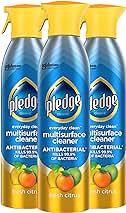 Pledge Antibacterial Multisurface Cleaner Spray, Fresh Citrus - Household Antibacterial Spray, 9.7 oz (Pack of 3)