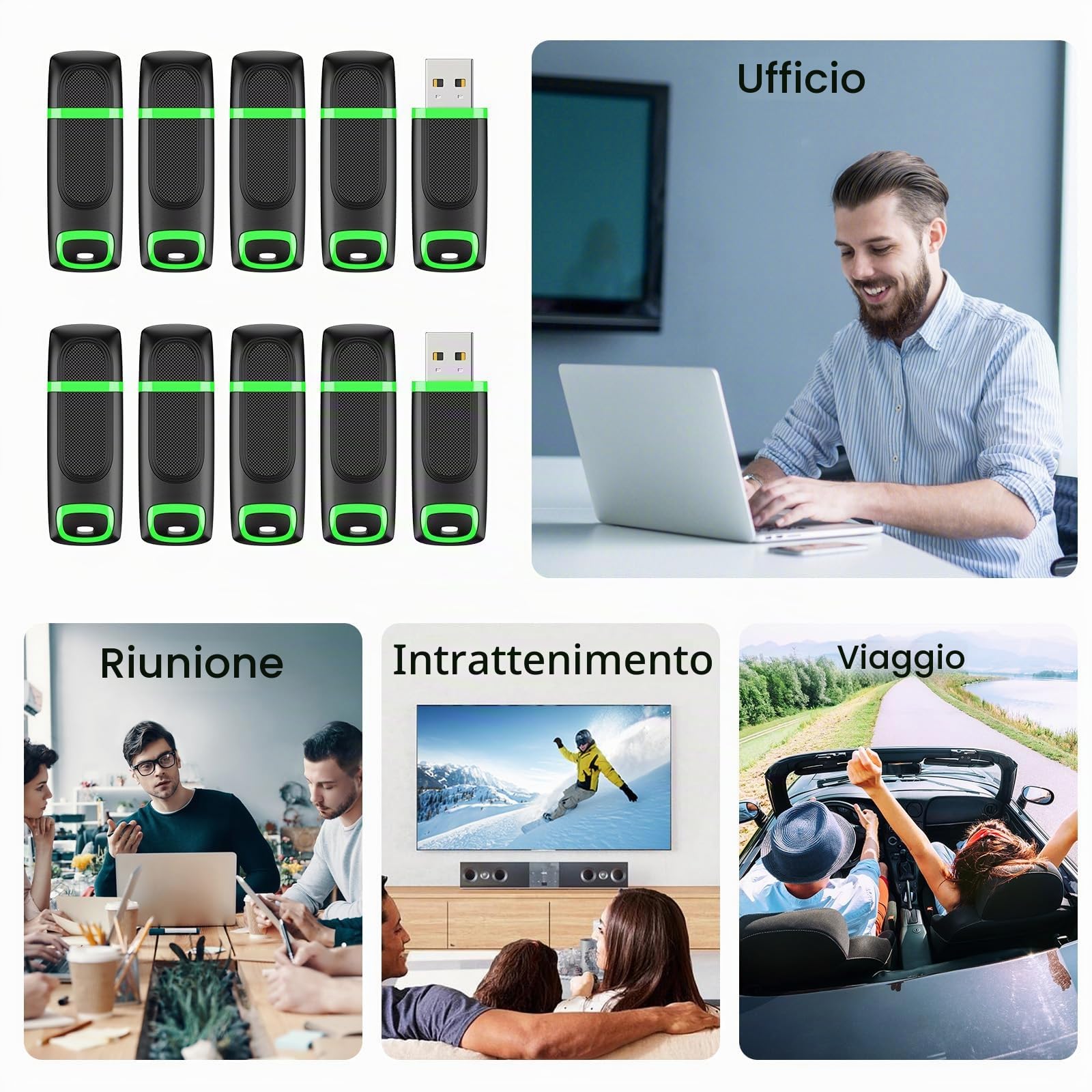 KEXIN 32 GB Chiavetta USB 10 Pezzi USB Pen Drive Chiavette USB Cap Penna Memoria Flash Unità Pennetta Thumb Drive Pendrive Memoria Stick USB Flash Drive Per PC Tablet TV Auto (Verde)