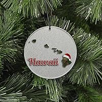 Vista 129 de Vermont Christmas Ornament - Winter Theme Featuring Snow, State Terrain Map and Santa Cap - 2025 Hanging Acrylic Disc Decoration For Tree - Unique