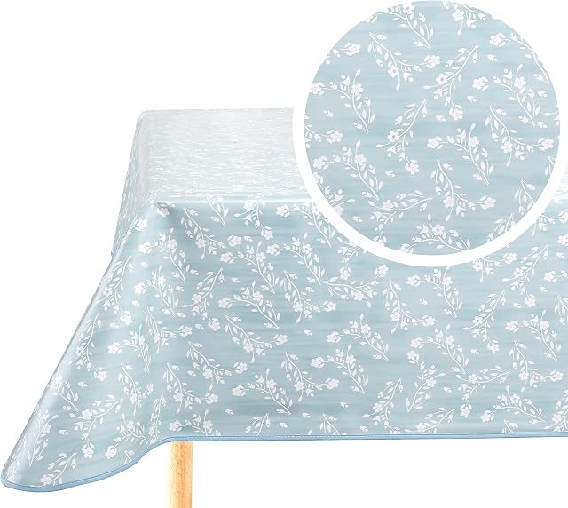 Home Direct Rectangular Oilcloth PVC Wipe Clean Tablecloth Table Cover 140cm x 200cm 55x78 Duck Egg Blue Green