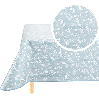 Home Direct Oilcloth Tablecloth Oilcloth Tablecloth Washable Square 140 x 200 cm Duck Egg Blue Green