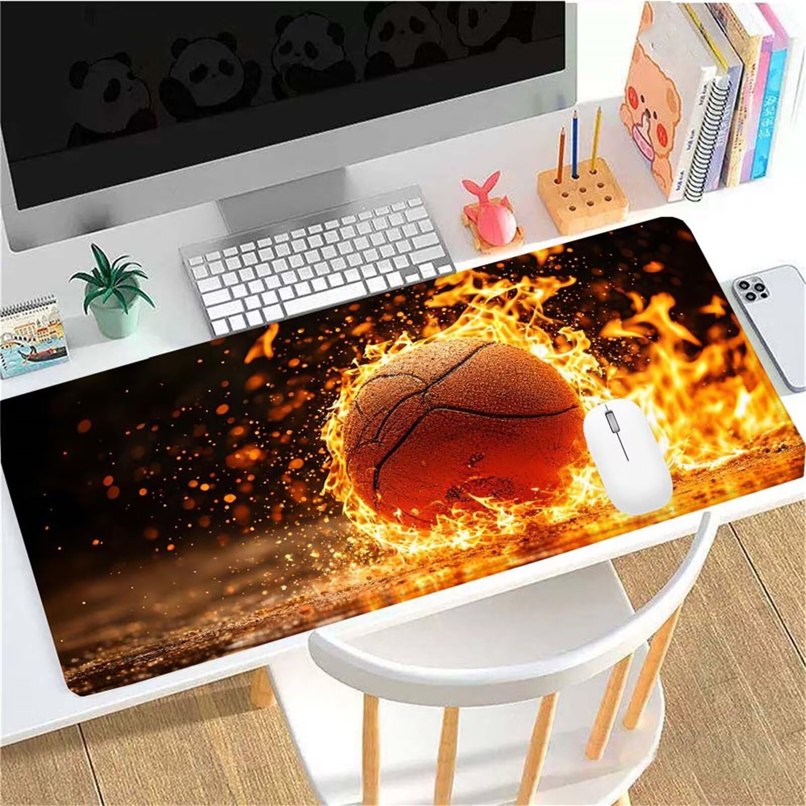 Czarna podkładka pod mysz do koszykówki XXL, 1400 x 600 x 3 mm, podkładka pod mysz Speed Gaming, podkładka na biurko z antypoślizgową gumową podstawą, duża podkładka pod mysz, akcesoria gamingowe