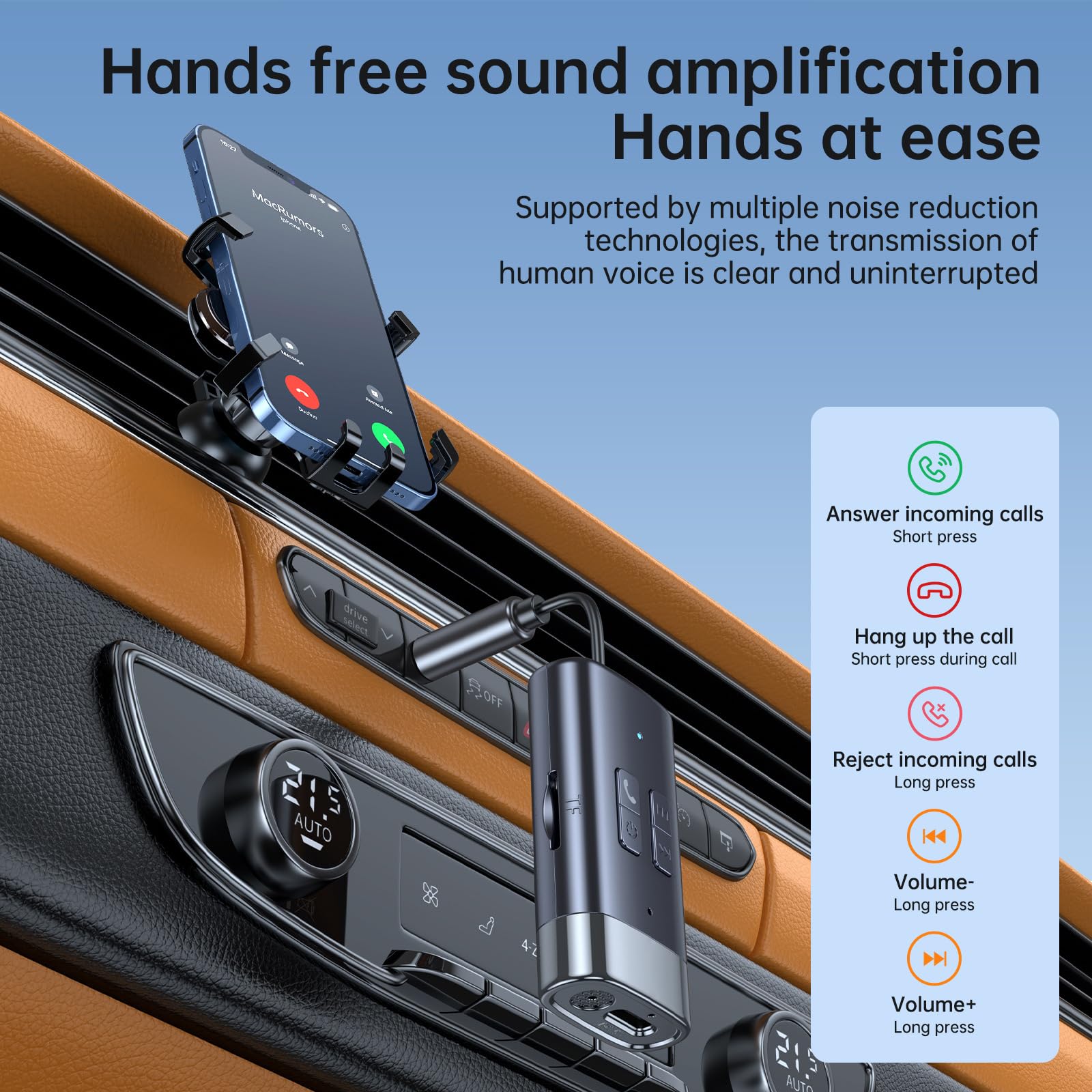 WYYHAA 2 in 1 Bluetooth 5.4 Transmitter Receiver, 3.5mm Aux Wireless Bluetooth Adapter for Headphones Car Home Audio Speaker, Hands-Free Call