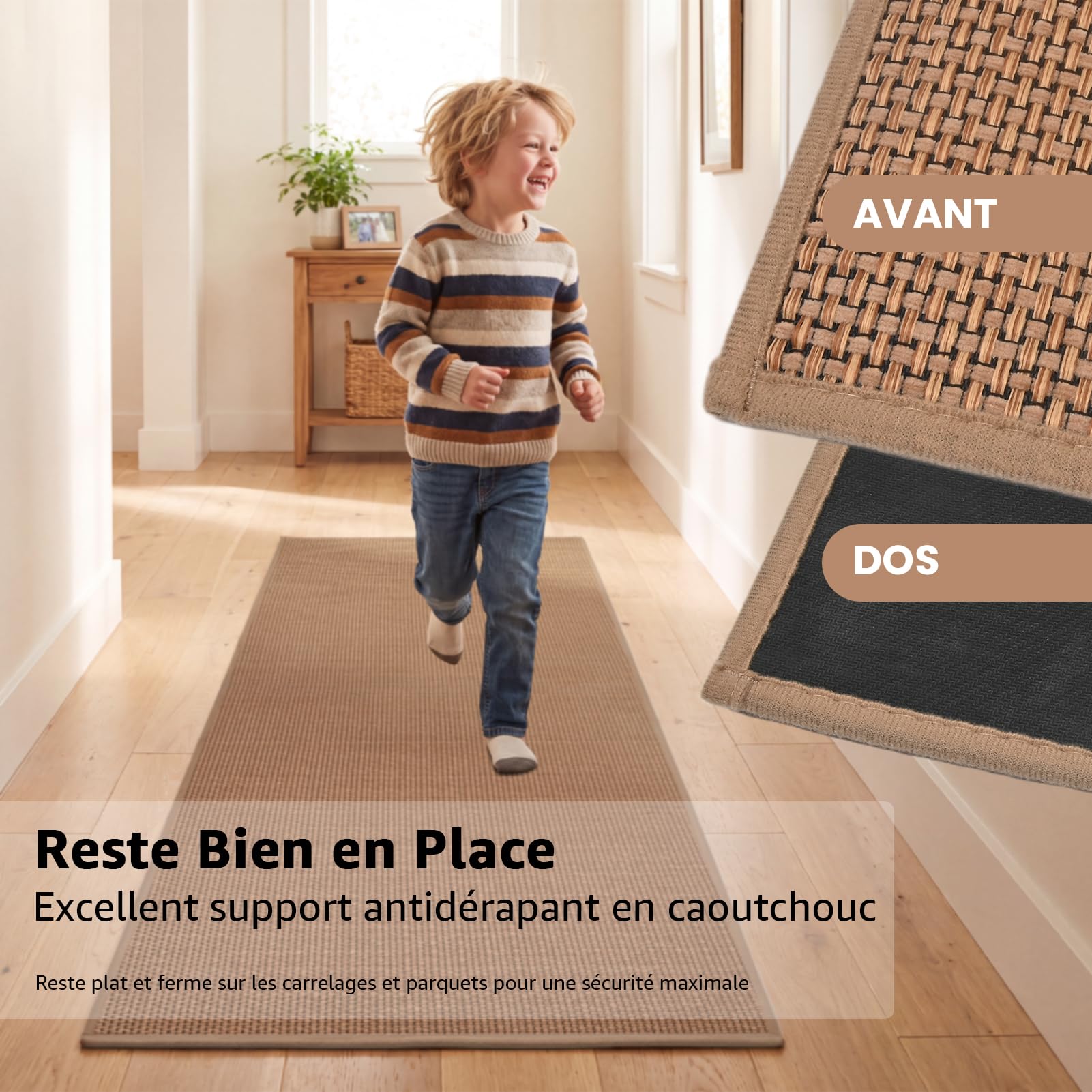 Tapis Entree Interieur, 44x150cm Antidérapant Tapis Couloir Cuisine