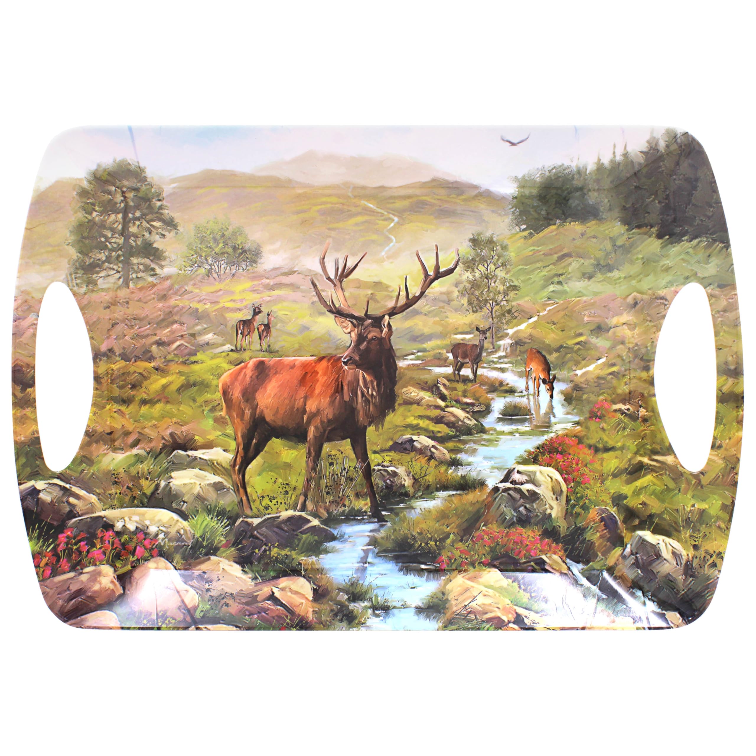 The Leonardo Collection Stag Tray Large Macneil Studios For Kitchen & Home | Non Slip Serving Tray For Food | Serving Platter For Lunch & Dinner | Plastic Trays For Tea & Serving Dishes
