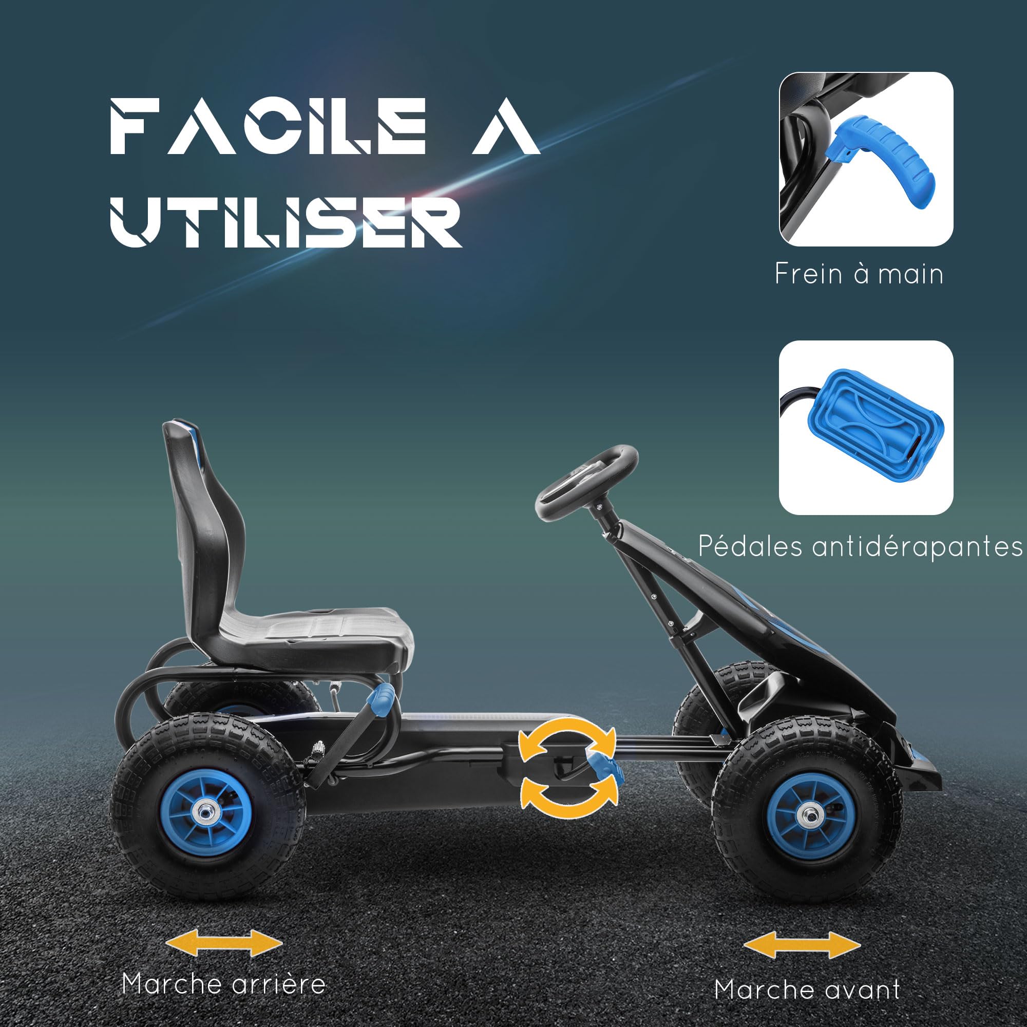 HOMCOM Kart à pédales pour enfants Tretauto Tretfahrzeug Véhicule pour