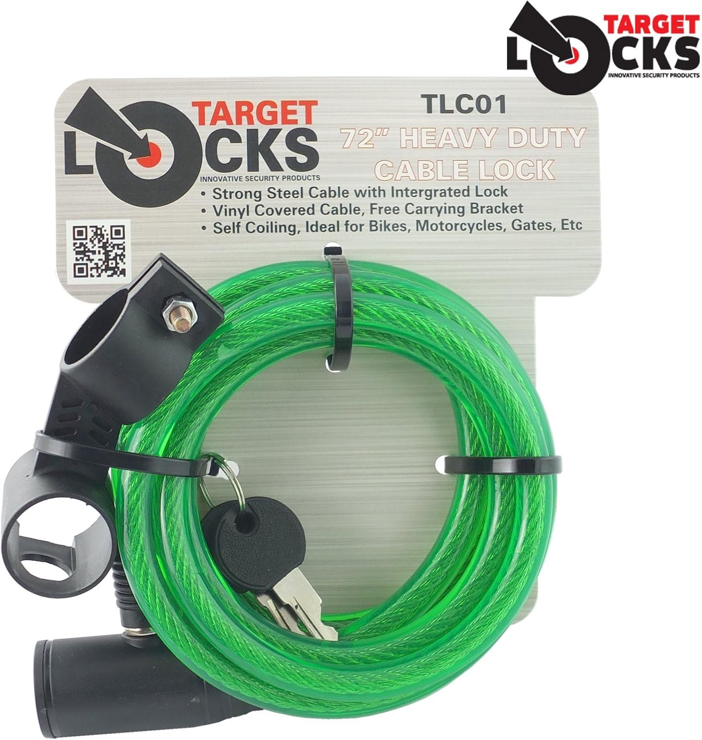 Target Locks Â Tlco1 Heavy Duty Cable Lock With Bracket Ideal For Bike, Motorcycle