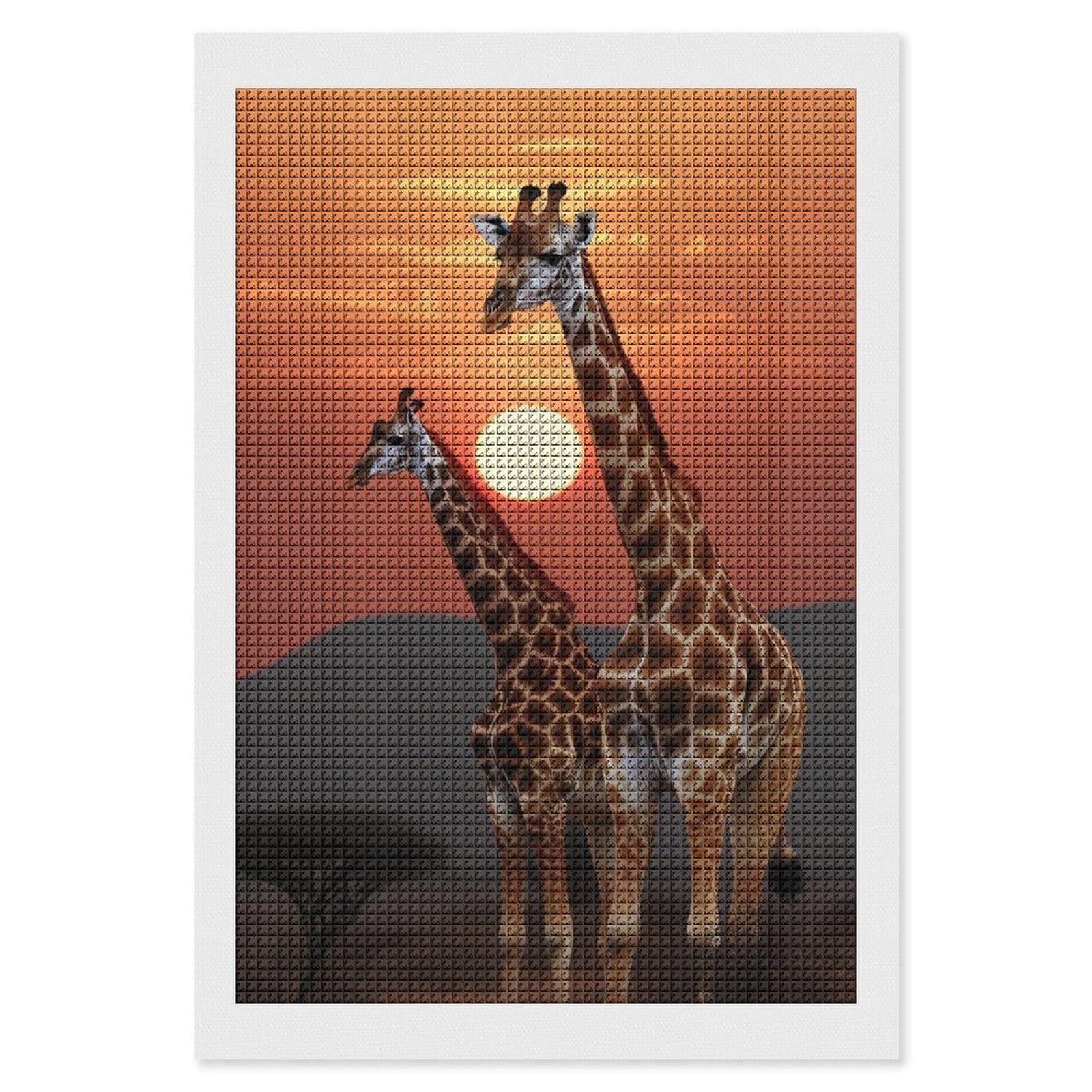 Giraffe At Sunset Diamond Art Kits for Adults, DIY 5D Diamonds Painting Kits for Beginner, Round Full Drill Diamond Dots Painting, 8"x12" Diamonds Pictures Gem Art and Crafts Wall Decor