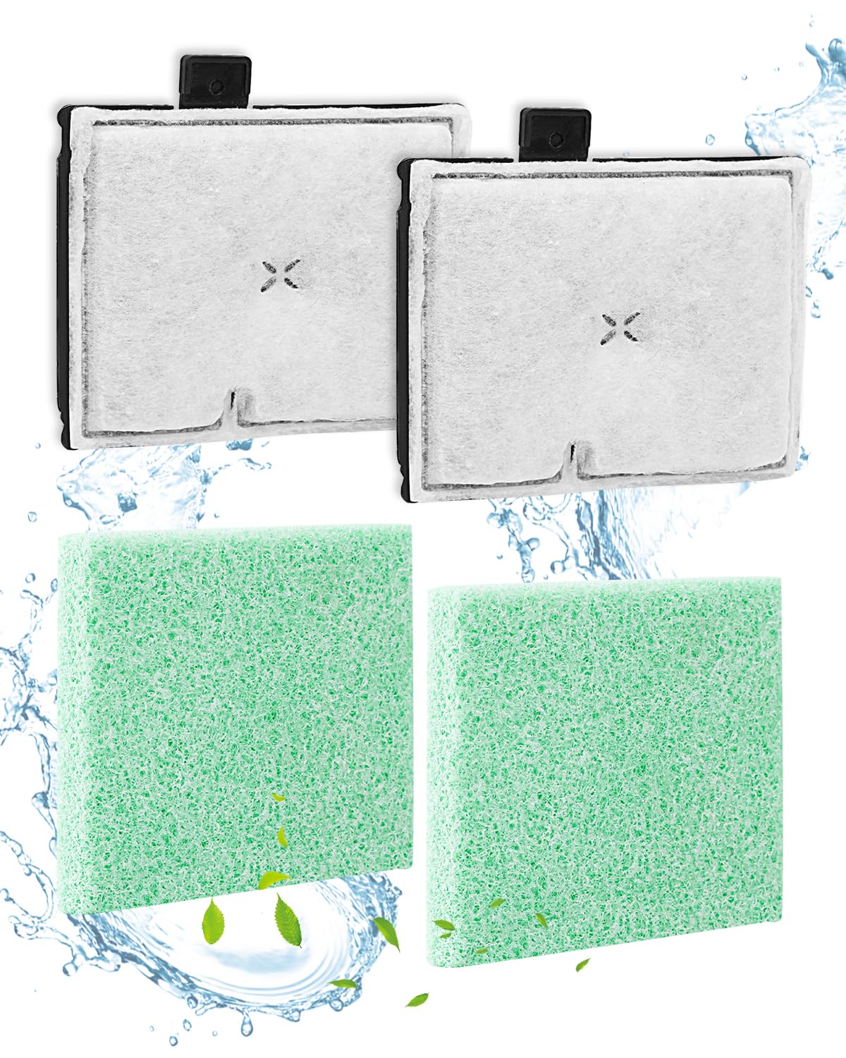 ZaKaBox Filter Pads for Interpet CF1 Internal Aquarium Filter – 2x Filter Cartridges and 2x 10mm Thick Algaway Pads – 2-Month Service Kit for Coldwater & Tropical Fish Tanks