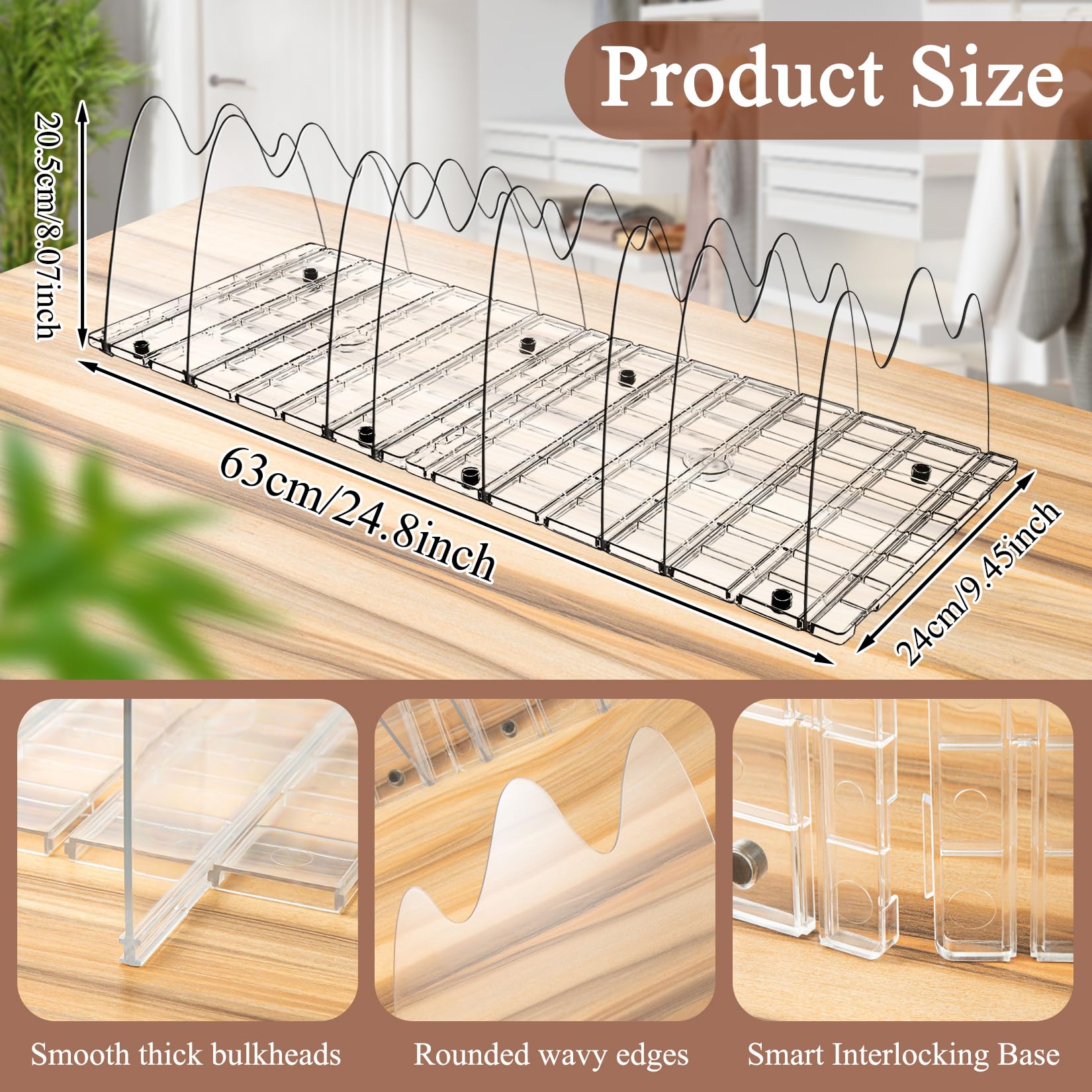 Gokbuy Purse Organizer With 8 Adjustable Acrylic Sections for Closet, Handbag Storage in House and Office