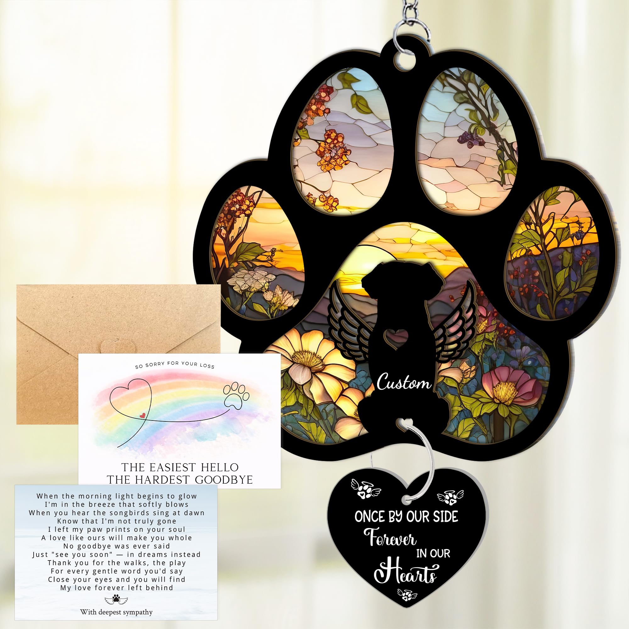 DIY Dog Angel Suncatcher with Sympathy Card - Pet Sympathy Gifts for Loss of Dogs - Personalized Pet Memorial Gifts for Dogs - Rainbow Bridge Dog Loss Gift - Pet Remembrance Dog1