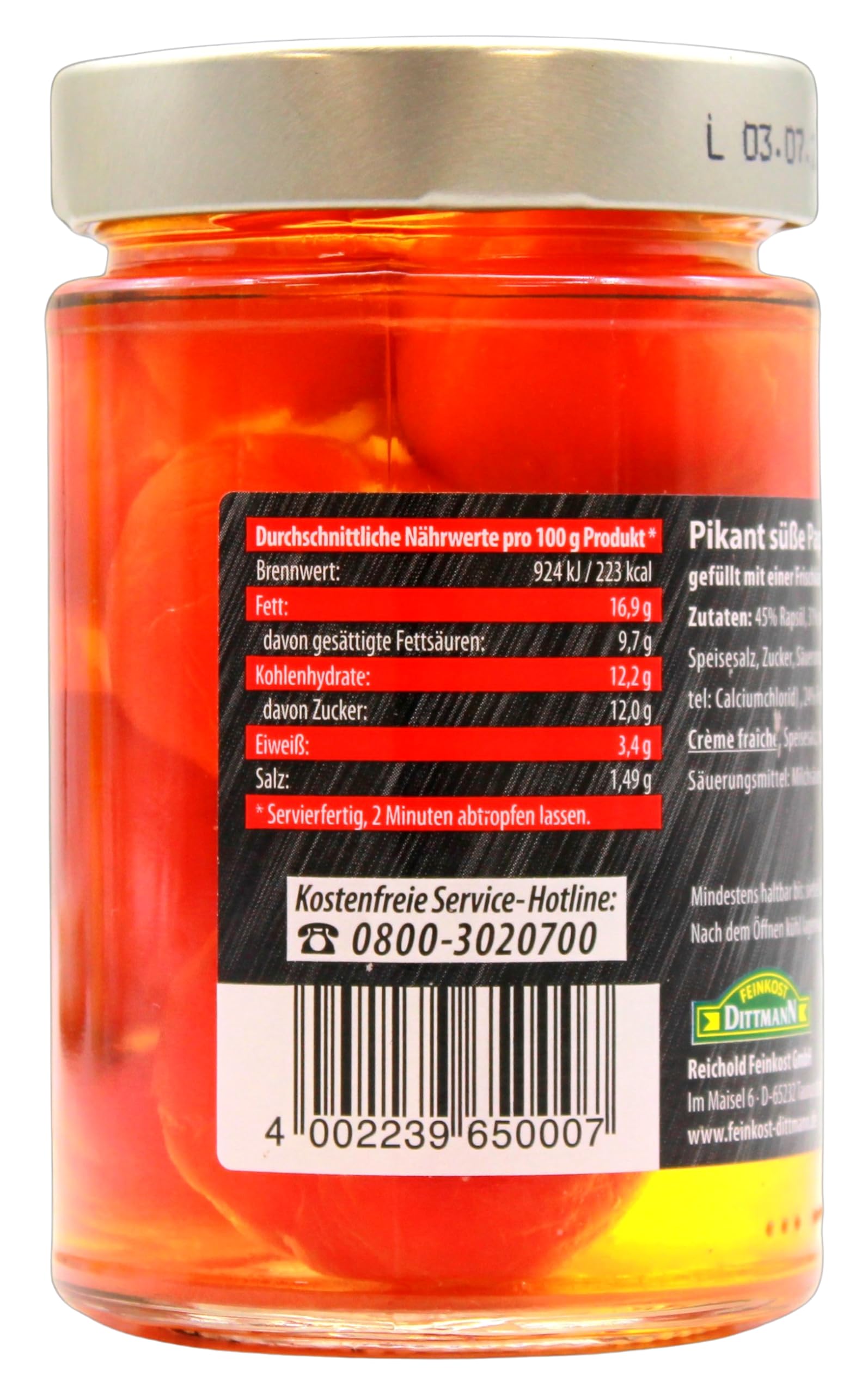 Feinkost Dittmann Pepper Bals mit Frischkäse gefüllt, 6er Pack (6 x 290g)
