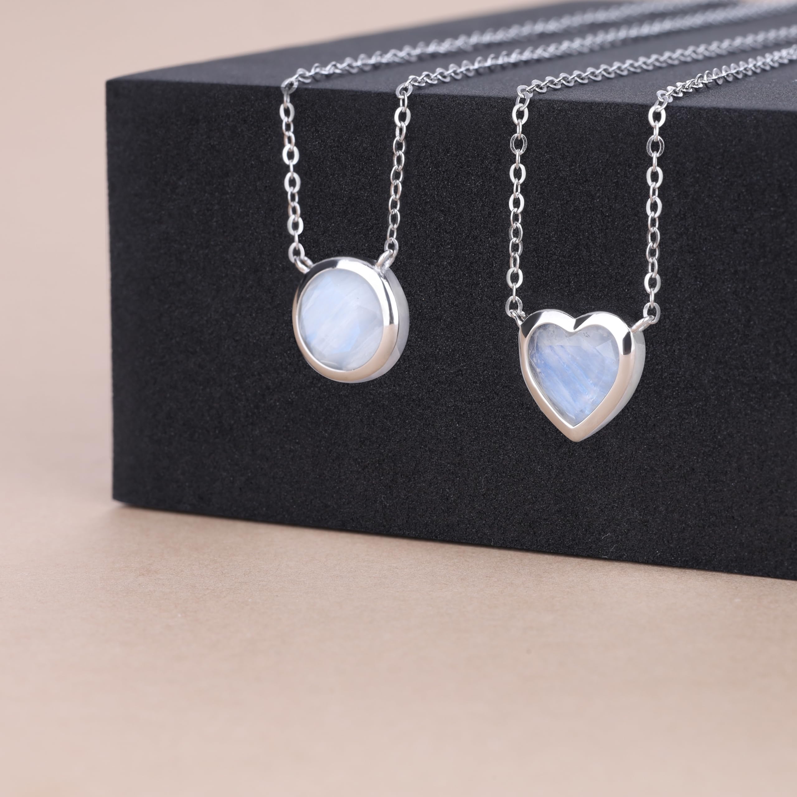 COAI Collar para Mujer de Plata de Ley con Colgante de Piedra de Luna Natural