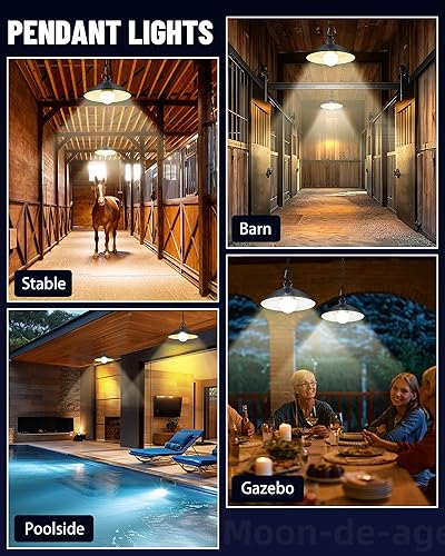 Miniatura 6 de Paquete de 2 luces colgantes solares para interiores y exteriores, 3000 K4000 K5000 K, 4 luces de cobertizo de brillo, control remoto, IP65