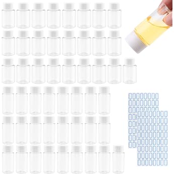 Reiseflaschen 50 St ck Pr bchen Fl schchen Tragbare Plastikflasche mit Deckel Schraubverschluss 20ml und 30ml f r Kosmetik Camping Reisen Shampoo Lotion mit 3 Aufkleber