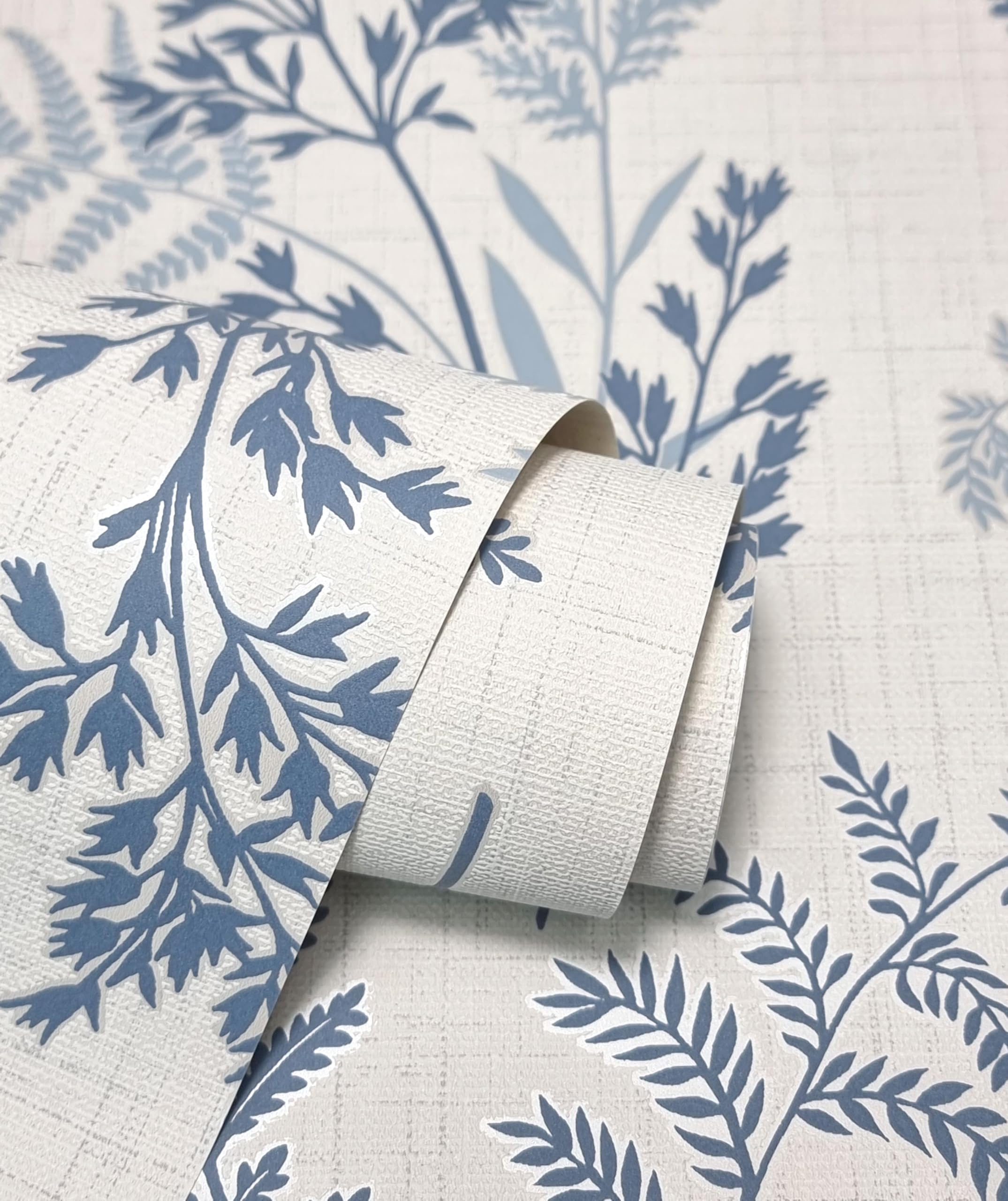 Fine Decor FD43767 Fern Luxury Textured Vinyl Wallpaper, Blue, 52 x 1000 cm - Image 2