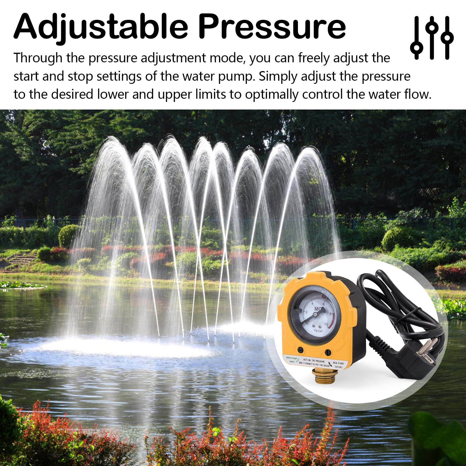 Interrupteur de Pression de Pompe à Eau, Pressostat de Pompe à Eau 220V 0~10 bars Interrupteur Électronique Unité de Pressostat Réglable pour Pompe à Eau Régulateur de Pression D'eau Réglable