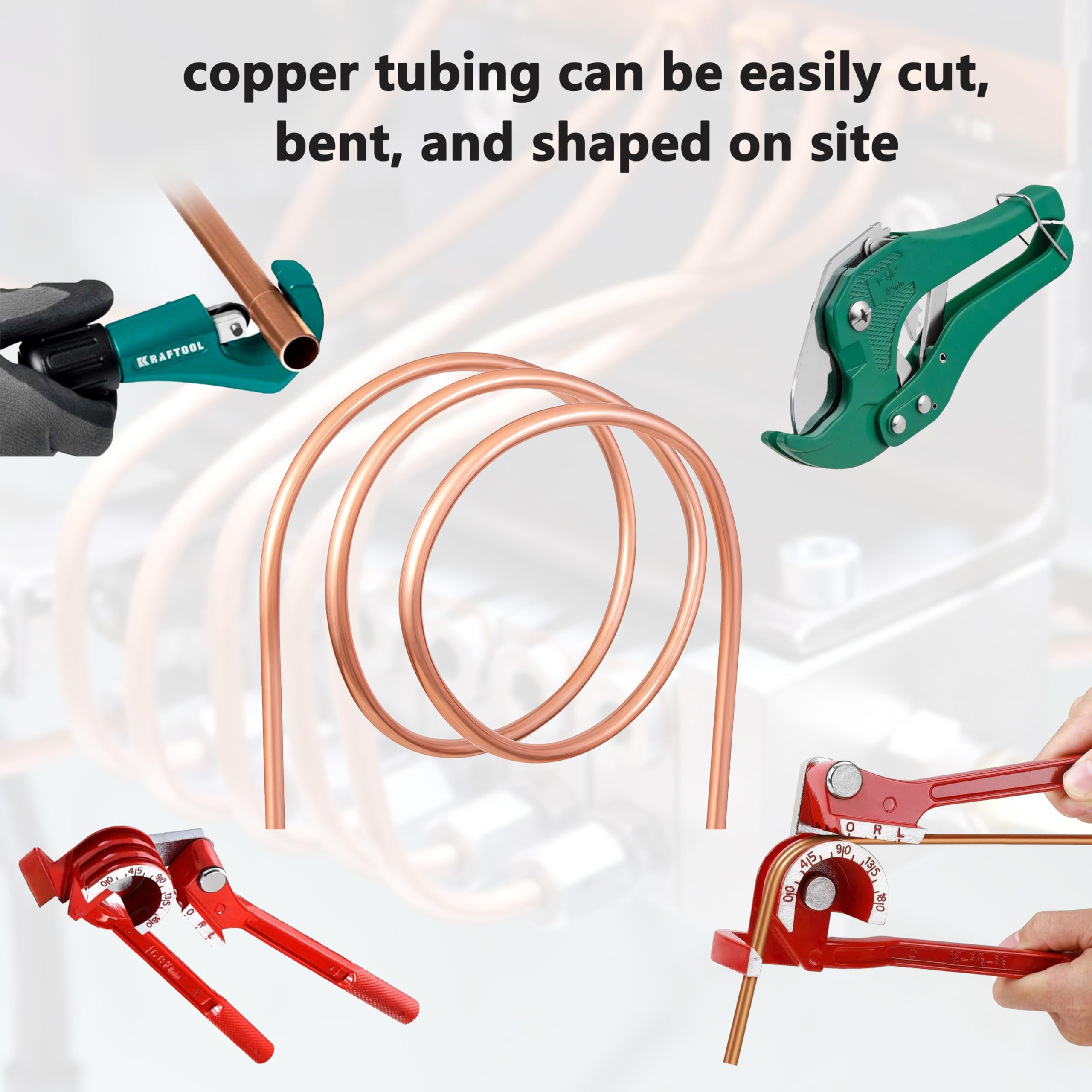 Tube en Cuivre Souple, 2m OD 8mm Tuyau Rond en Cuivre Flexible Câble à Bobine pour la Plomberie de Réfrigération, Générateurs et l'industrie