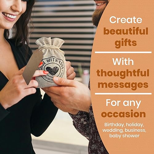 Miniatura 7 de 50PCS 10x15cm 4x6 inch Burlap Gift Bag with 50 Tags and 50 Strings, Drawstring Line, with Phrase Made with Love, Handmade Jewelry Party, Wedding