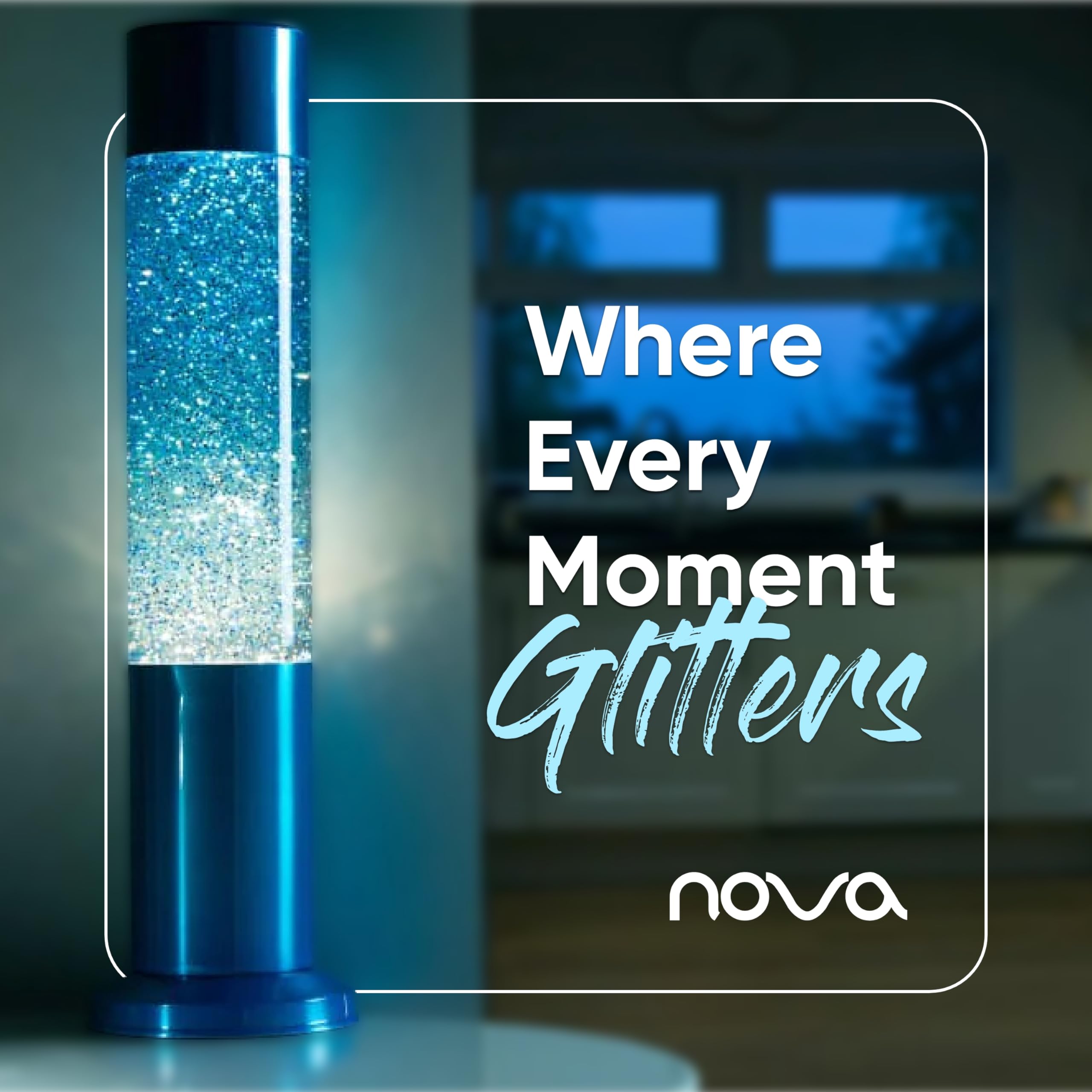 Nova Colour Glitter 15" Sensory Lamp With Purple Liquid, Silver And Glitter