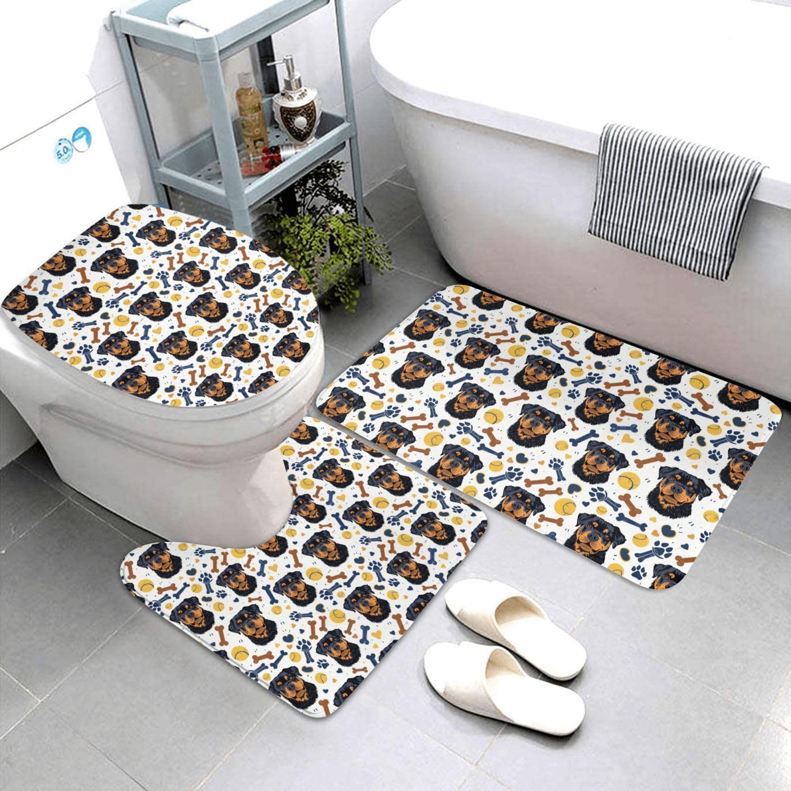Tapis de salle de bain Rottweiler doux et lavables pour votre confort quotidien