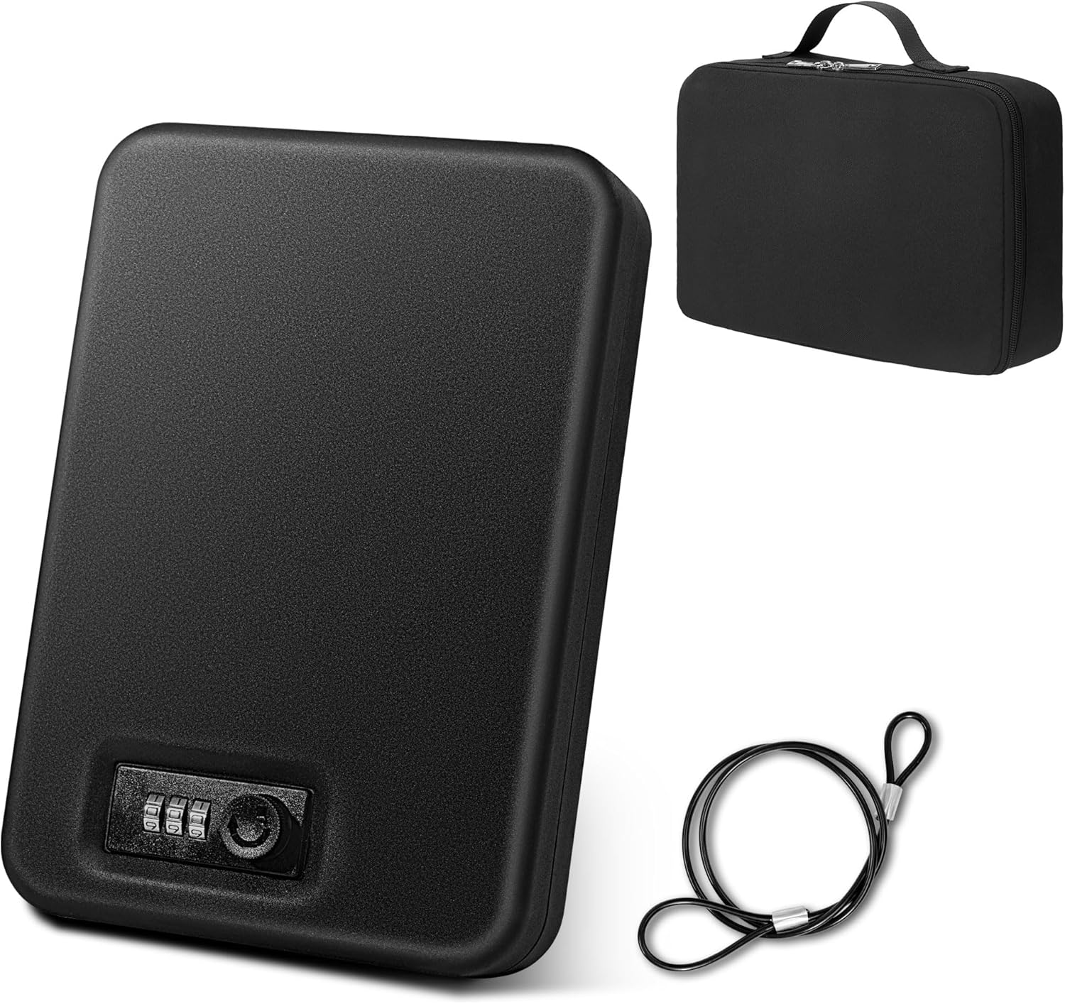 Pistol Safe, Portable Travel Car Gun Safe, Gun Box for Handguns with Key Lock, Gun Safes with Handbag for Car, Home, Travel