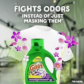 Gain Liquid Laundry Detergent, Moonlight Breeze Scent, 113 fl oz, 78 Loads, Freshness + Odor Fighting, High Efficiency Washing Machine Liquid Cleaning Soap