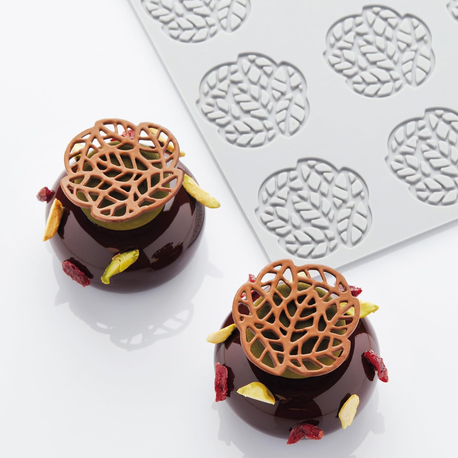 PAVONI ITALIA PR002 Pabo Deco Leaves 2 Platinum Silicone, 15 Pieces, Mold, Confectionery Supplies, Chocolate Mold, Candy Mold, Decoration, Oven, Microwave, Dishwasher Safe, Freezer Safe