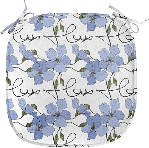 Miniatura 42 de Lunarable Swirly - Cojín de asiento para silla, diseño de líneas retro rizadas, funky en espiral, vida marina náutica, antideslizante, para cocina y