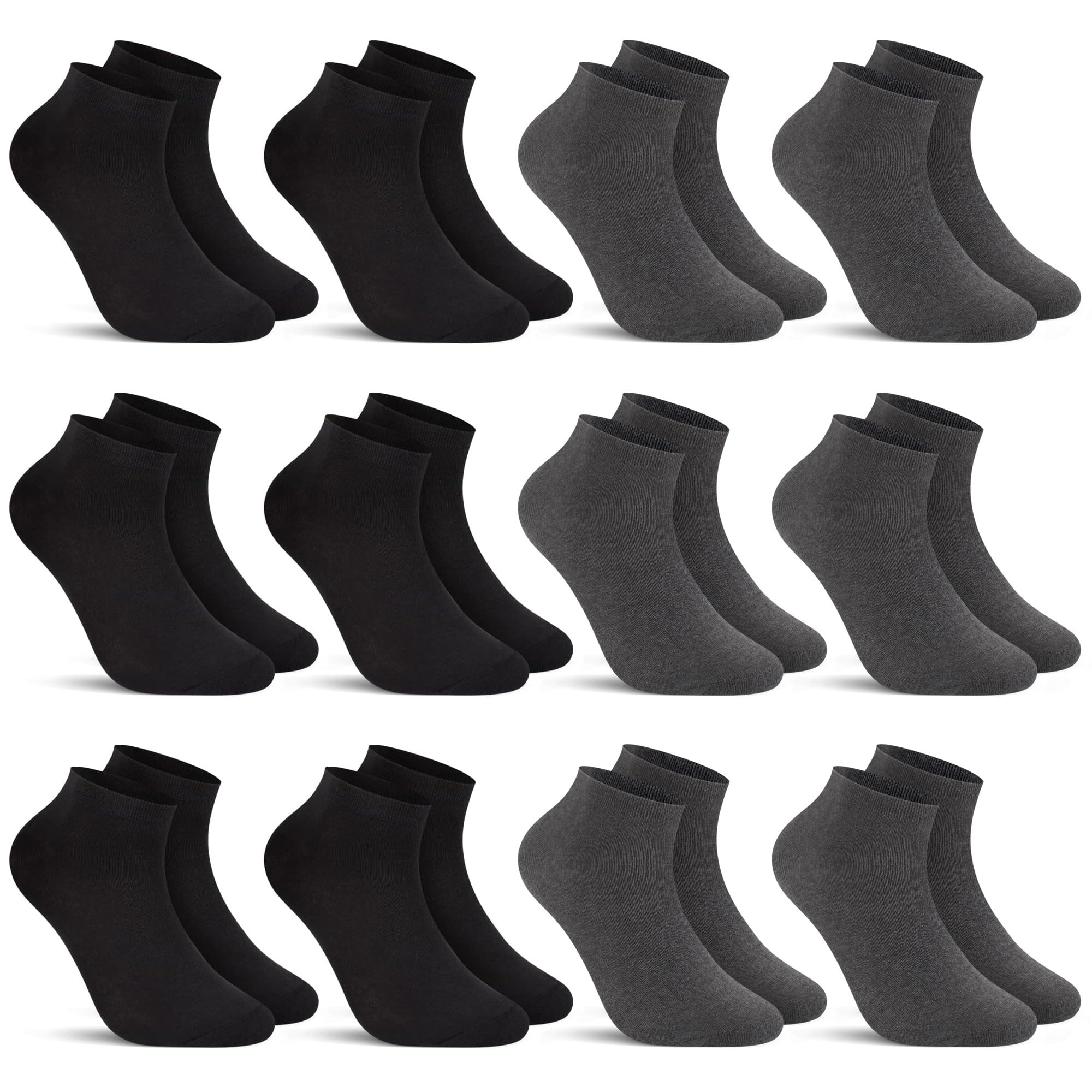 L&K-II 12 pares de calcetines deportivos para mujer/hombre calcetines cortos footlings calcetines deportivos de algodón transpirable lisos en