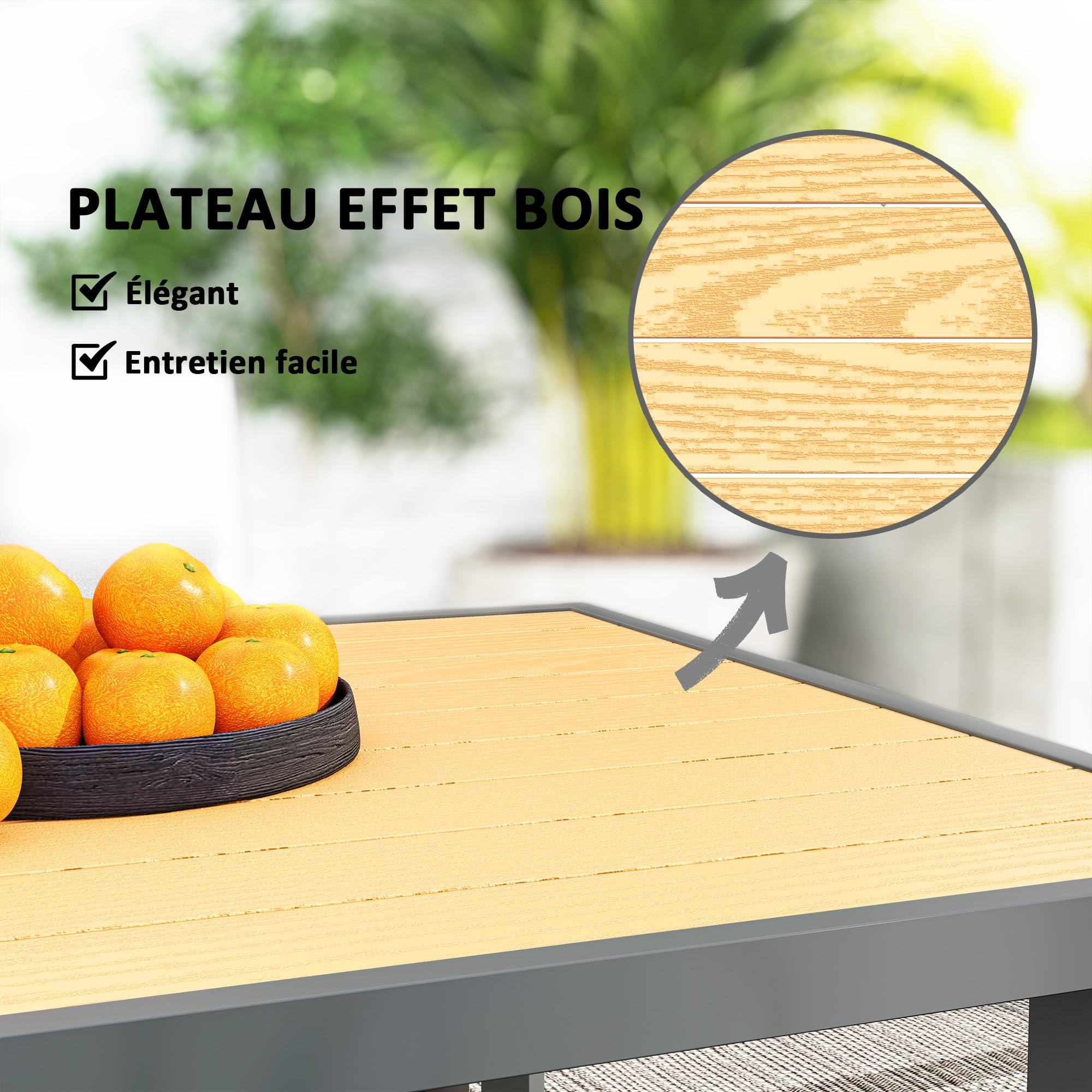 Outsunny Table à Manger de Jardin 6 Personnes, Acier Anti-Rouille, 150 x 90 x 72 cm
