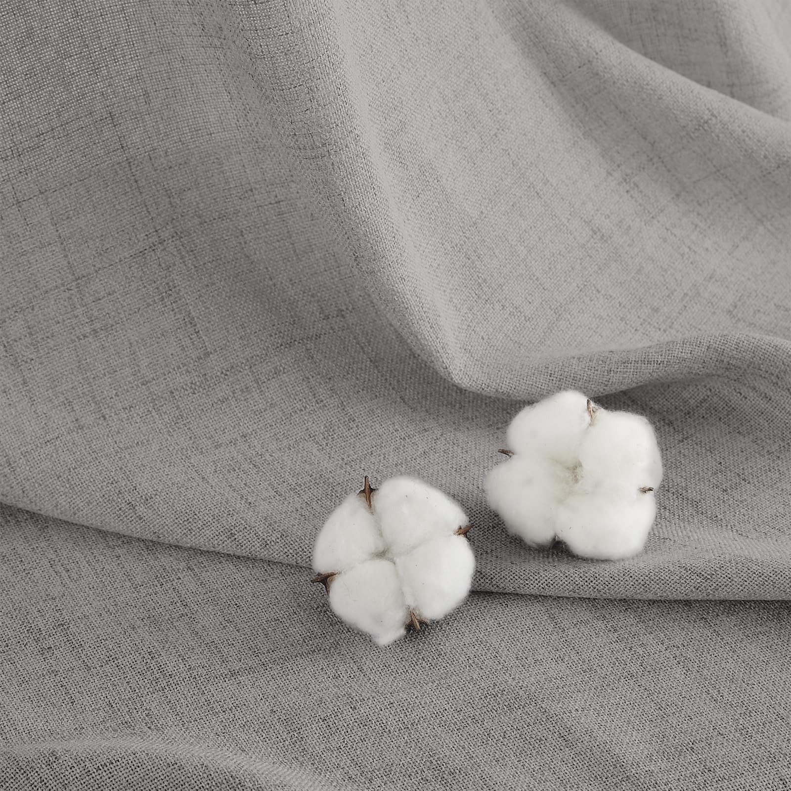 Melodieux Tende con nastro arricciato, effetto lino naturale, semi-libere, per camera da letto, set da 2, 210 x 140 cm