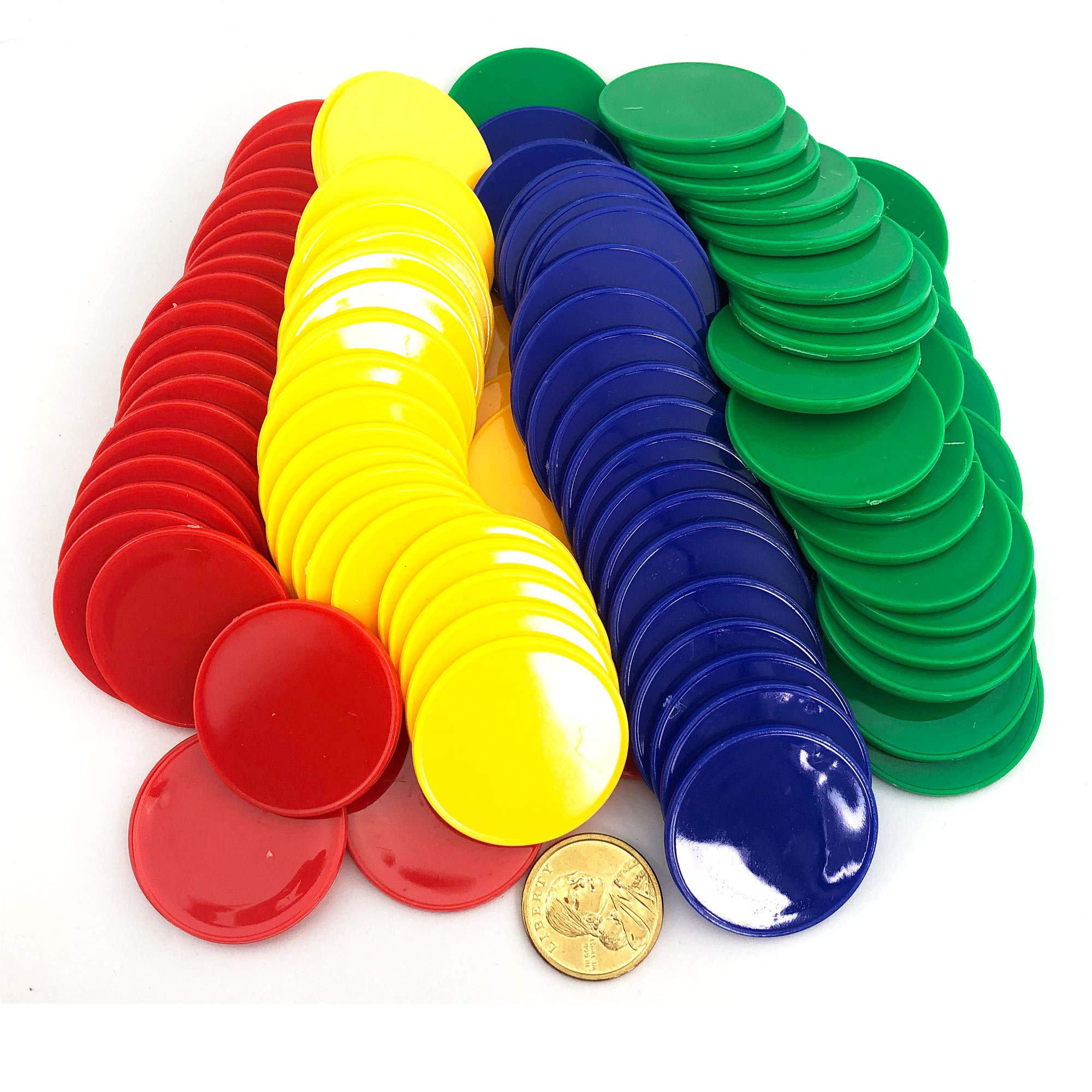 Smartdealspro Set of 100 1 1/2 Inch Opaque Poker Chips Plastic Learning Counters Game Tokens with Storage Box (4-Colors)