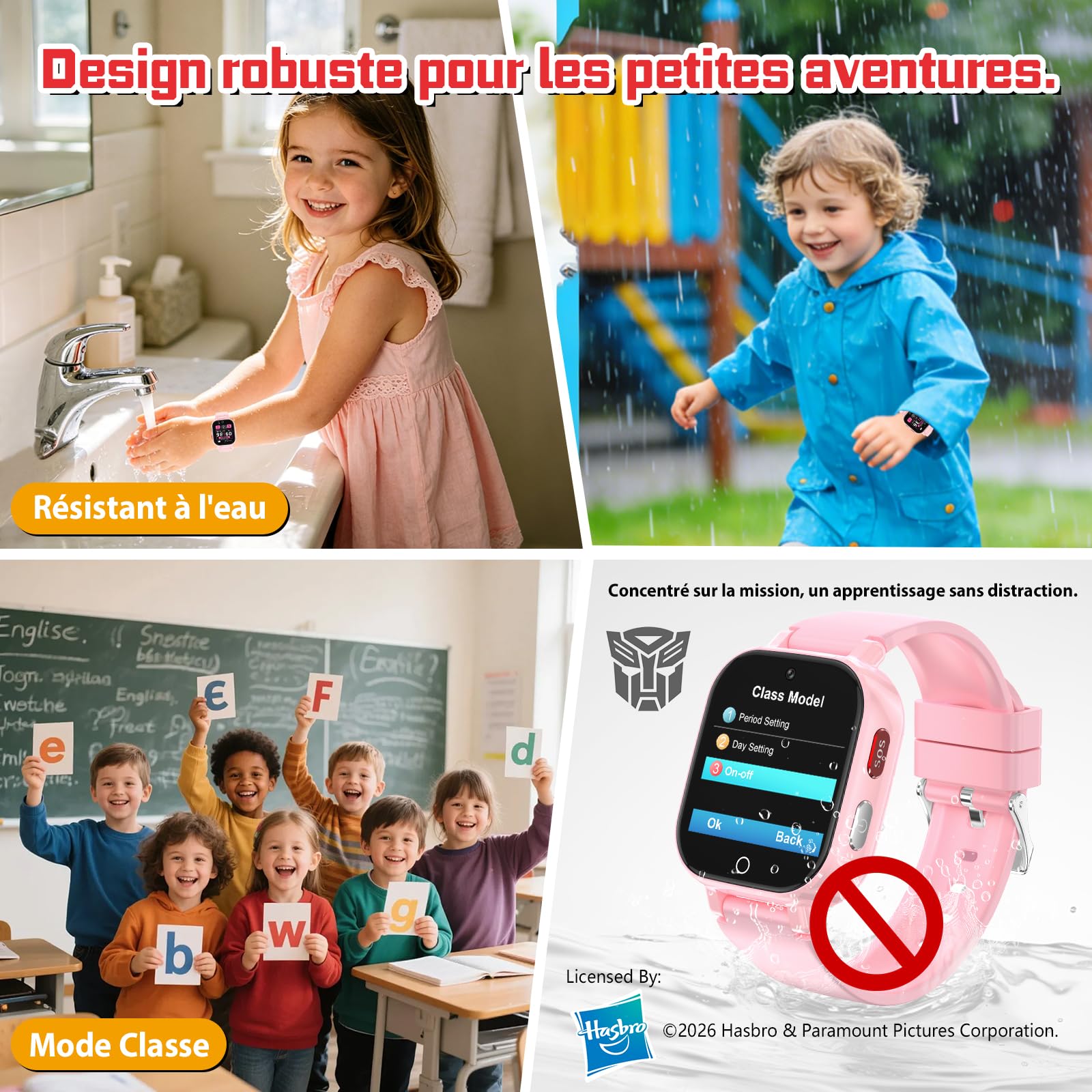 4G Montre Connectée Enfant GPS, Appel Vidéo, Téléphone, IP68 Étanche, SOS