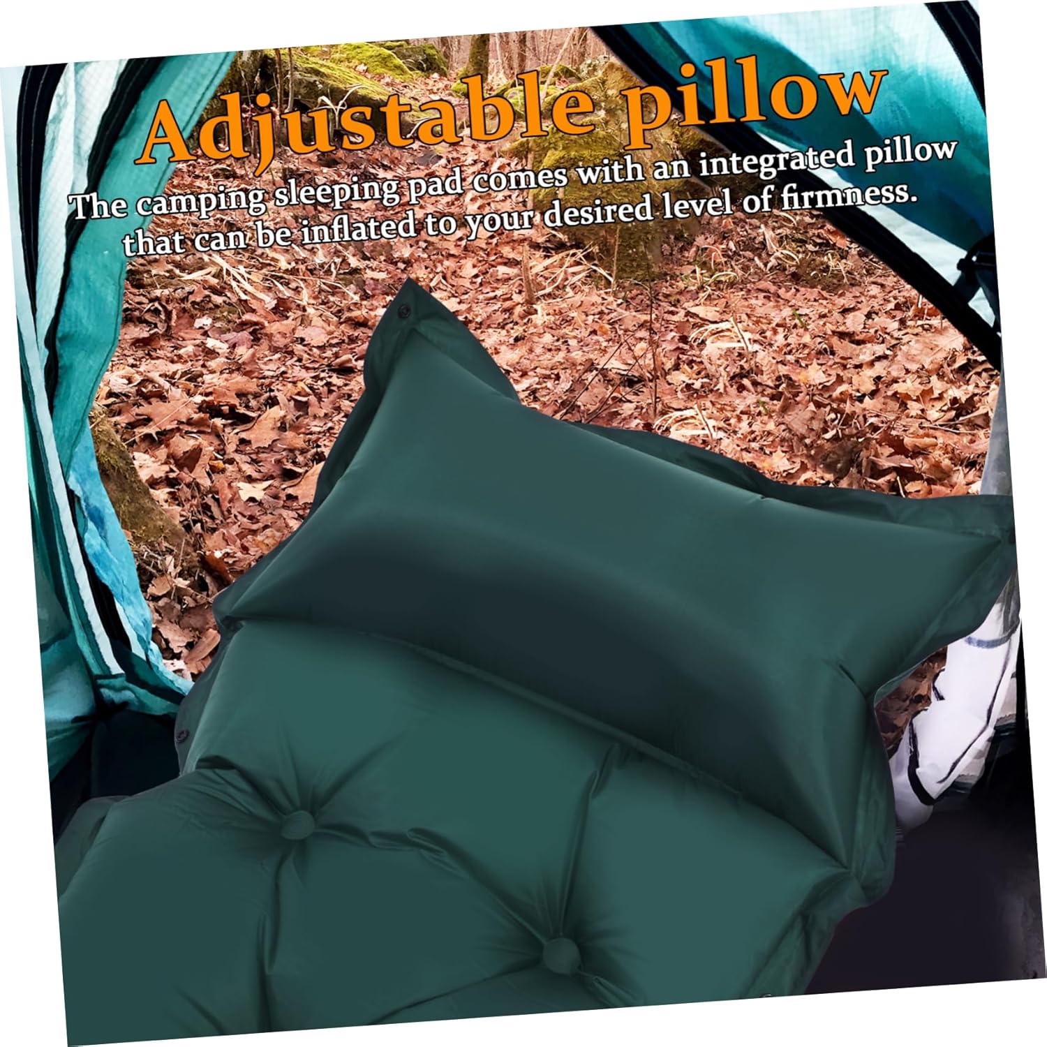 Portable Self-Inflating Sleeping Pad Integrated Pillow for Camping Lightweight and Compact Air Mattress Automatic Inflation Skin-Friendly Surface for Hiking and Backpacking