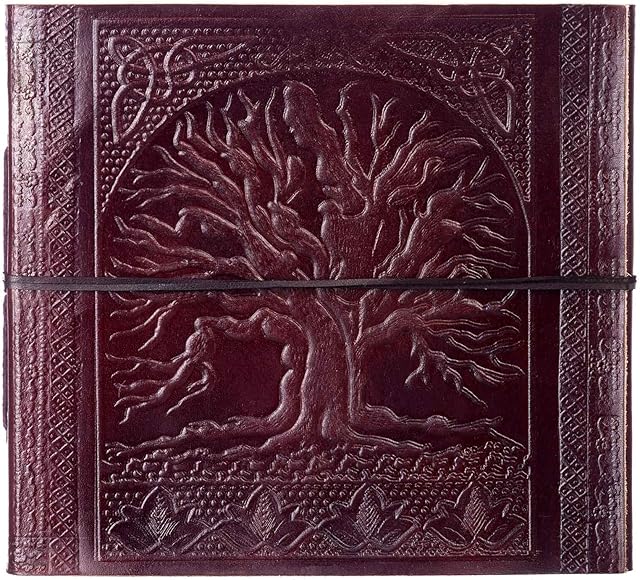Paper High Large Tree Of Life Embossed Leather Photo Album - to fit 120 6x4 or 60 7x5 Photos - 24 x 26 cm - Fair Trade & Handmade - Photography Gifts