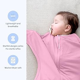 SleepingBaby Zipadee-Zip Transition Swaddle - Cozy Baby Swaddle Blanket with Zipper Convenience - Roomy Wearable Blanket for Easy Diaper Changes - Pink Poppy, Small (4-8 Month) - 2 Pack