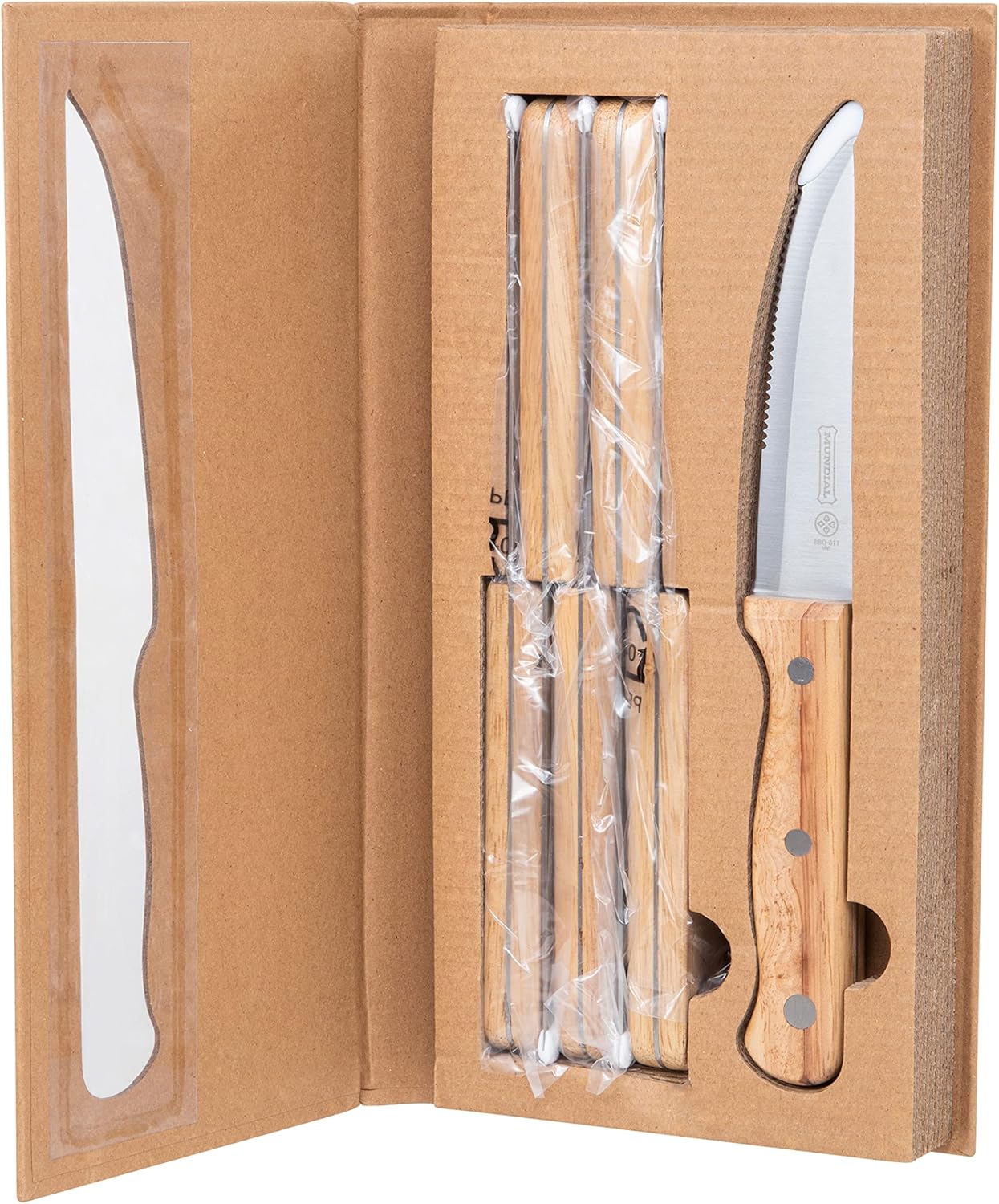 Mundial 5 inch Steak Knife Set of 6 pieces with Wood Handle