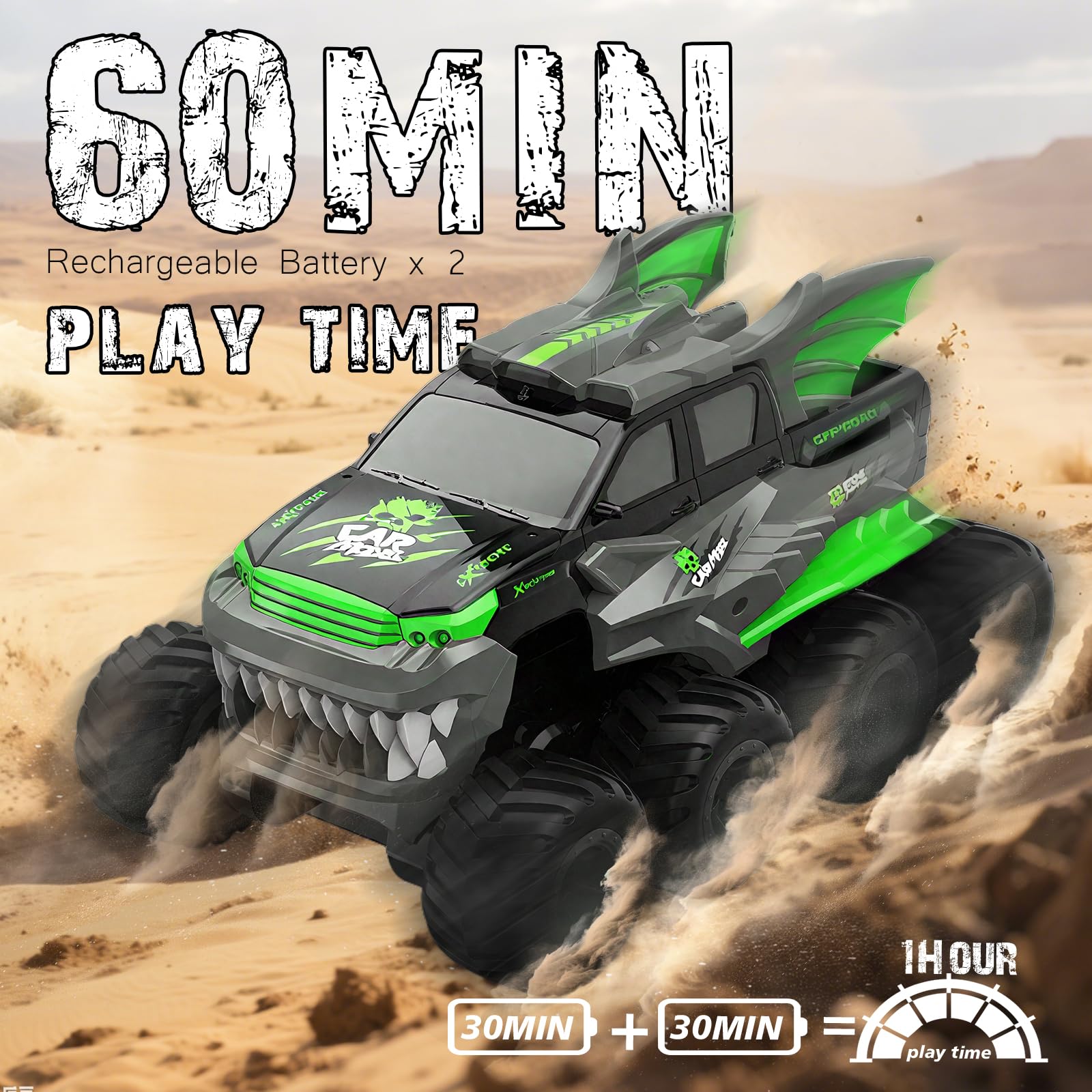 FEIMUOSI Coche Teledirigido Anfibio RC Car: 8WD Carro Telecomandado Coche de Juguete 1:16 Todo Terreno RC Camión Offroad Vehículo para niños de 4-10 años Niños y Adultos Navidad Cumpleaños Regalos