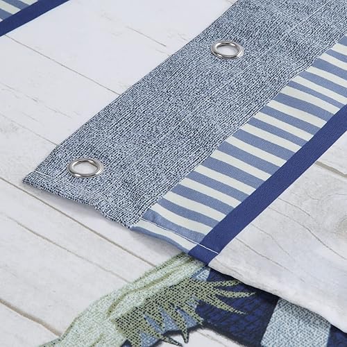 Miniatura 4 de Lighthouse - Cortina de ducha de playa gris claro con estampado de océano, moderno, gris, impermeable, tela blanca, a rayas, 72 pulgadas de ancho x