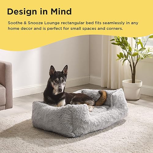 Miniatura 8 de Best Friends by Sheri Lux Lounge Bed - Cama calmante de piel sintética para perro, gris, grande, 36 x 27 pulgadas